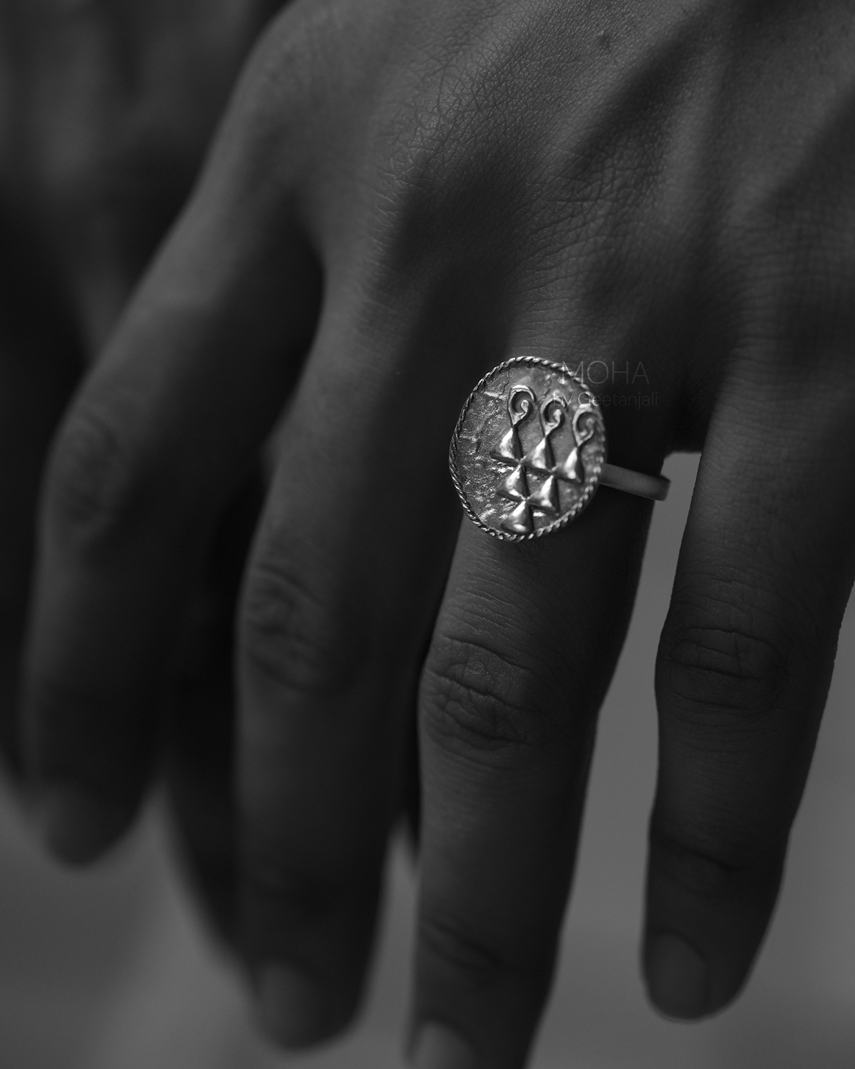 Sharada Silver Finger Ring by MOHA