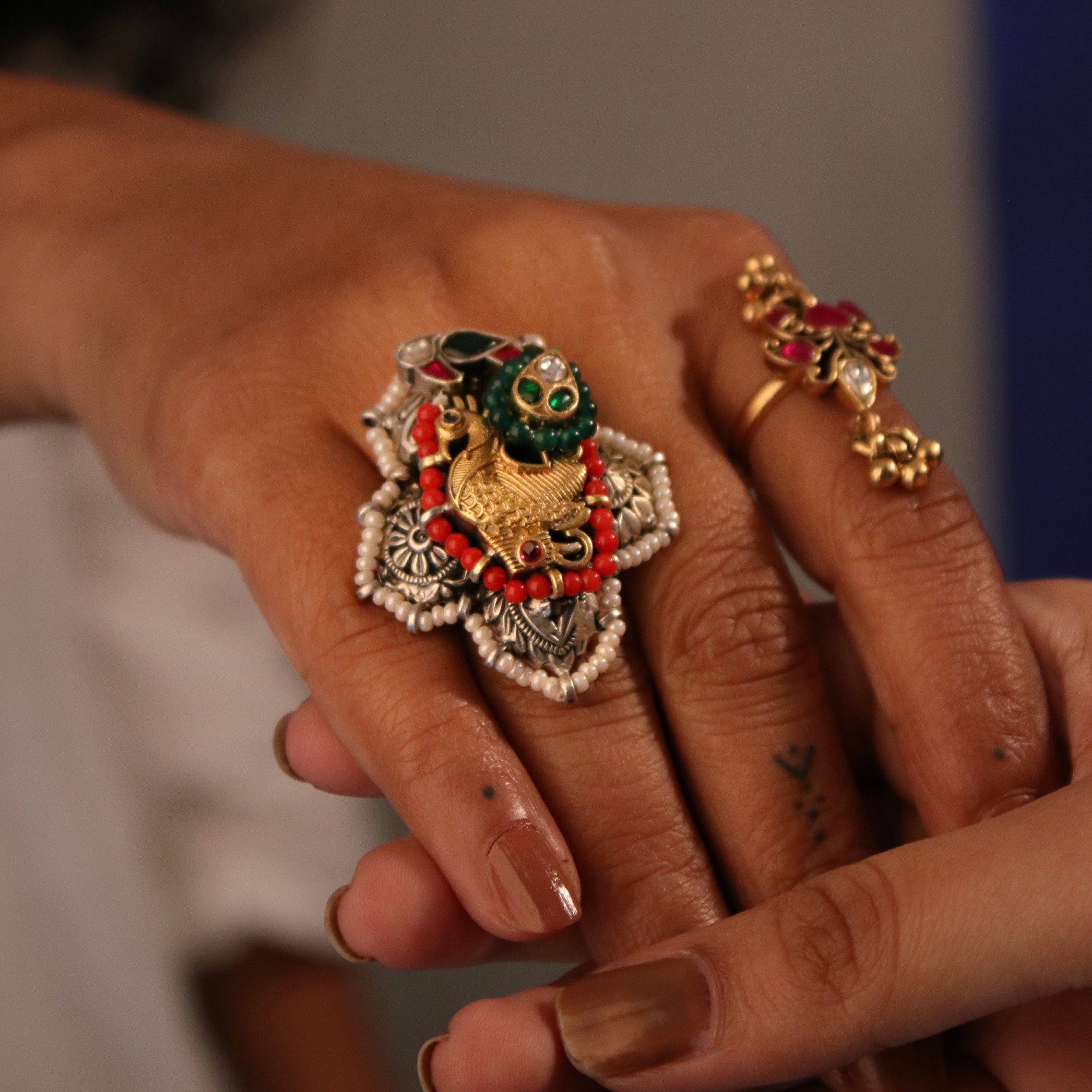Shikhaval Silver Finger Ring by MOHA