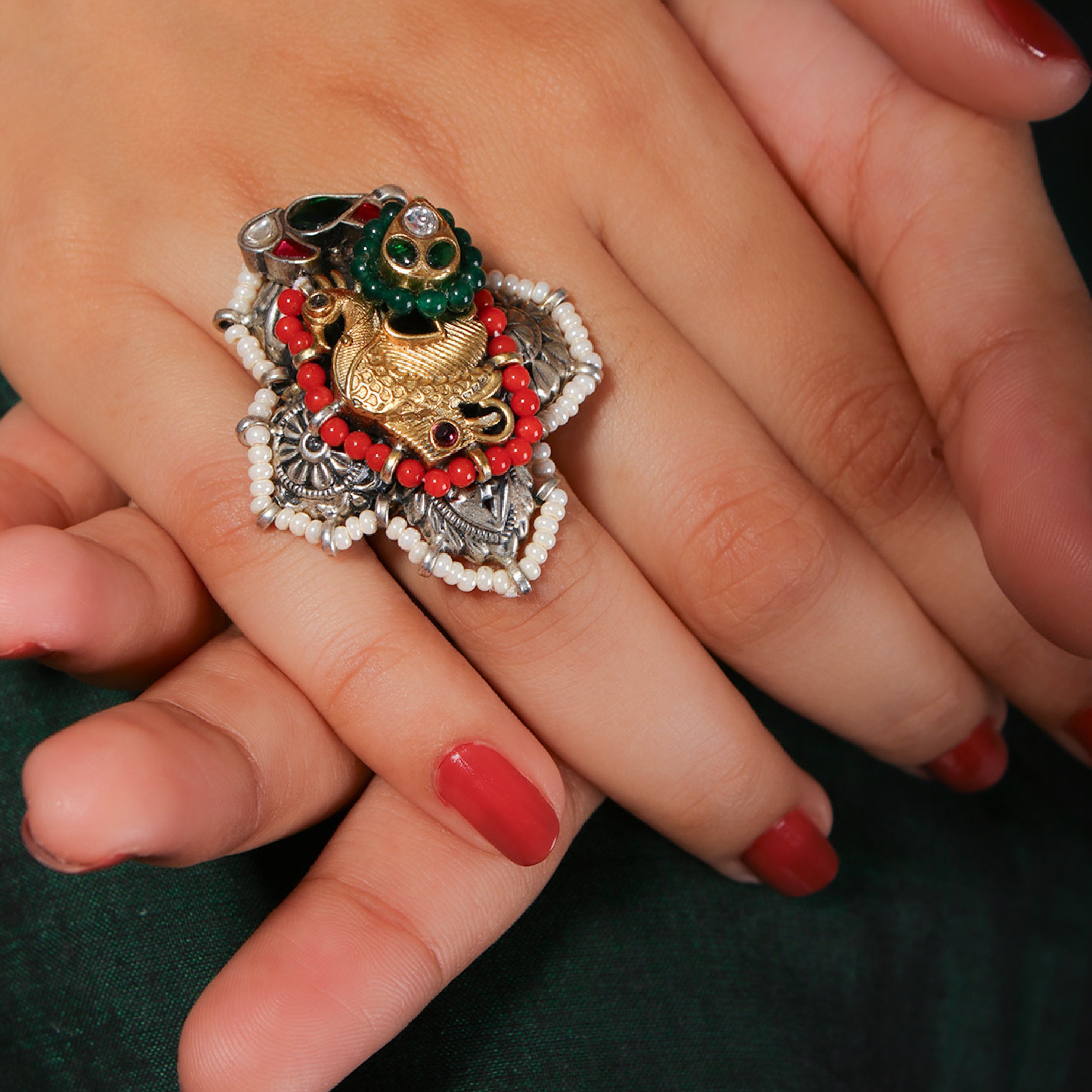 Shikhaval Silver Finger Ring by MOHA
