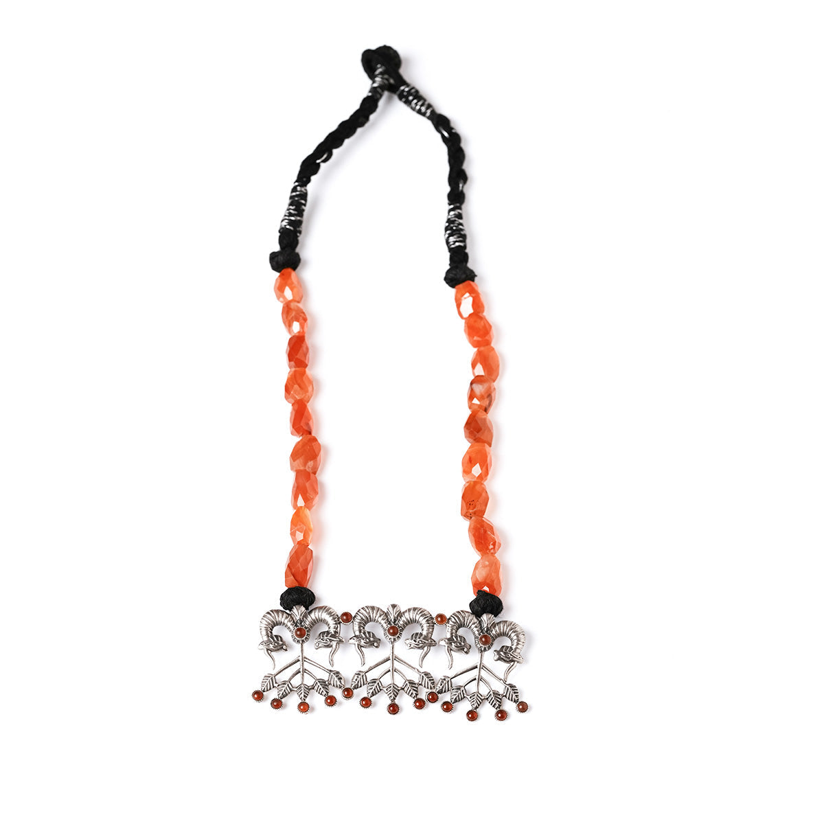 shringa silver necklace with carnelian stone by moha