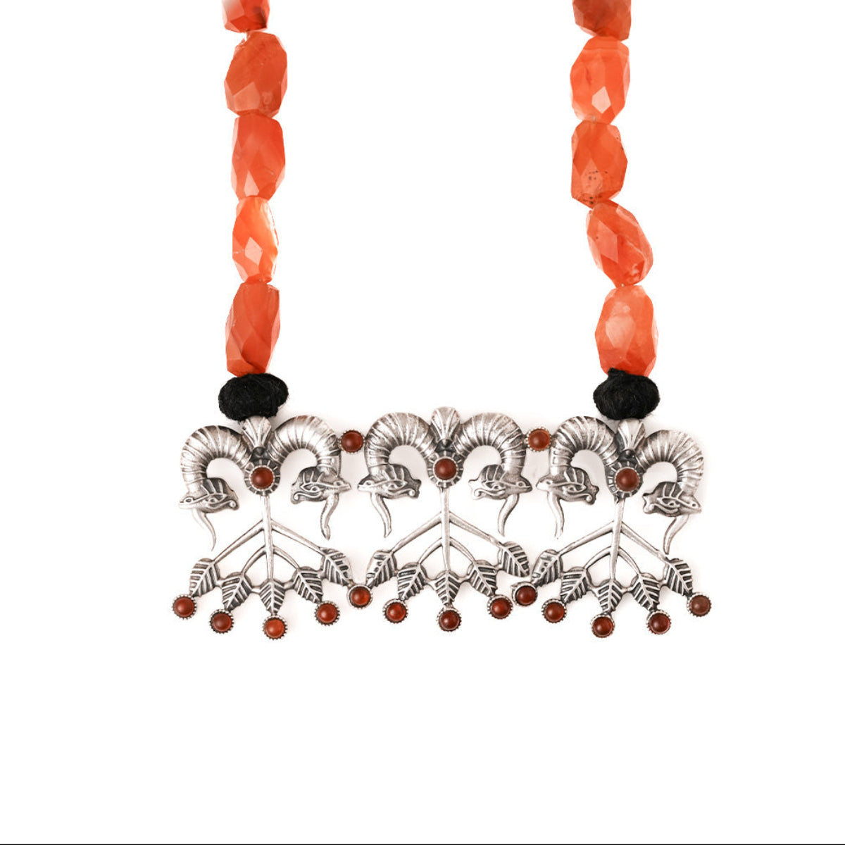 shringa silver necklace with carnelian stone by moha