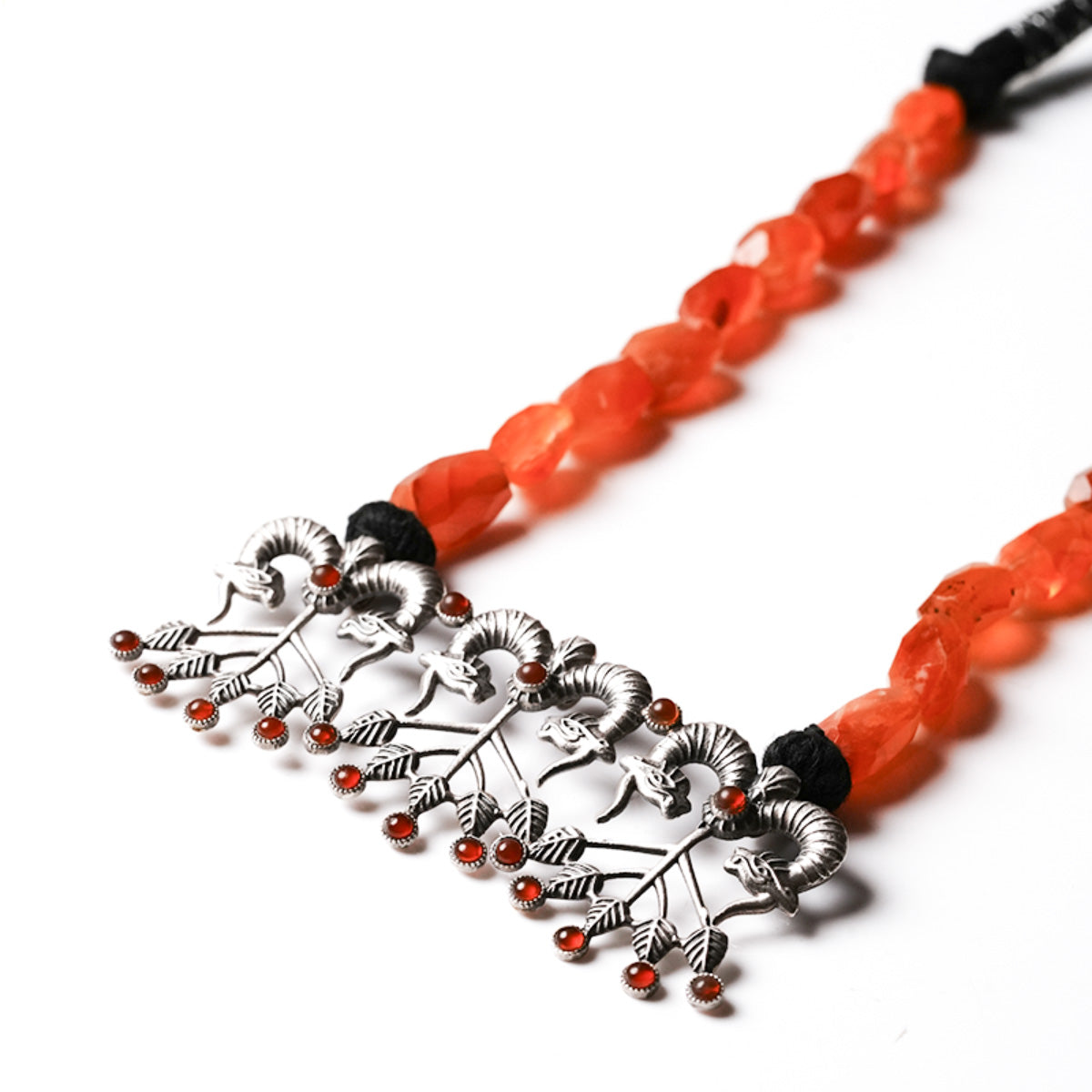 shringa silver necklace with carnelian stone by moha