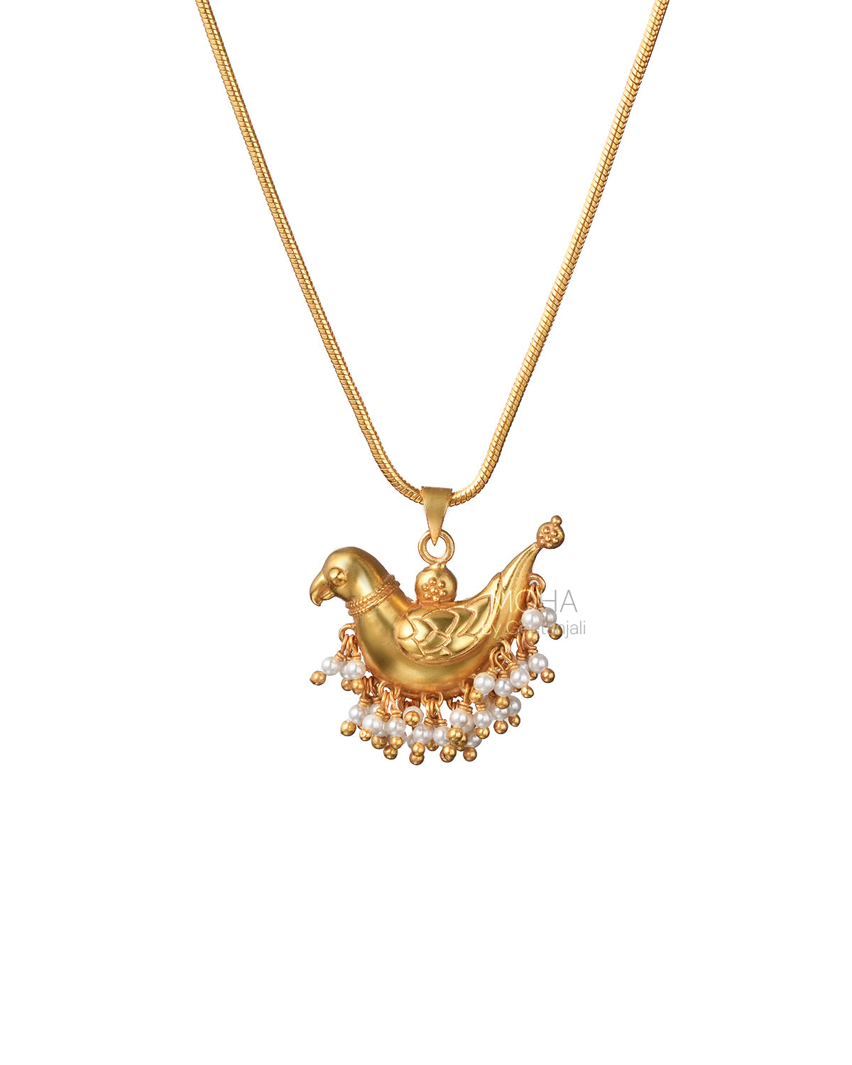 Shuk Sarika (Gold Plated) Silver Pendant With Chain by MOHA