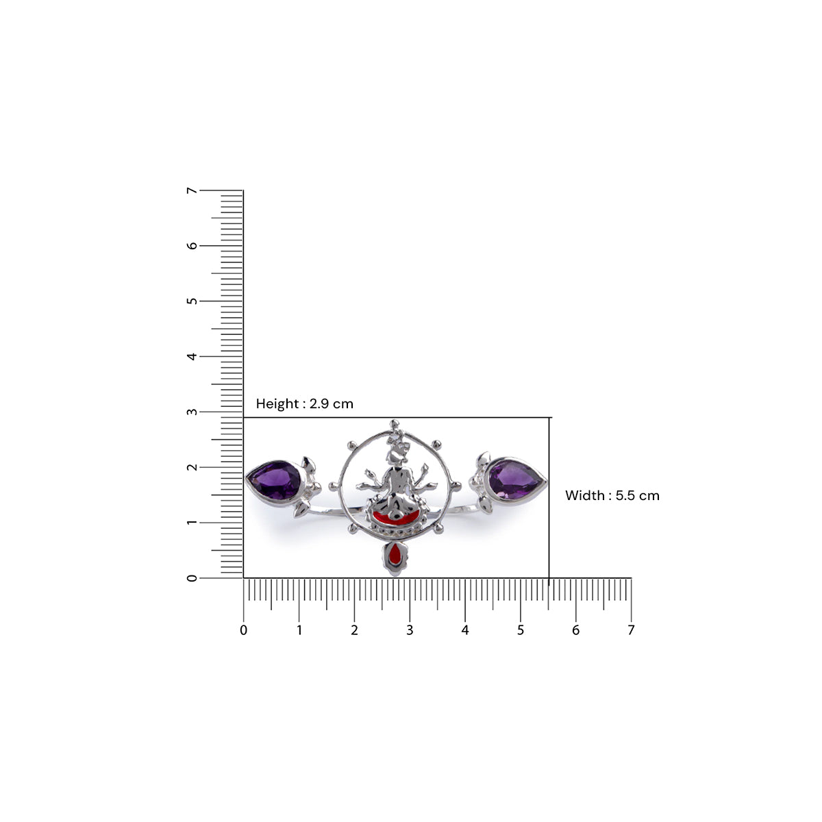 Shyam Amethyst Double Silver Finger Ring By Moha
