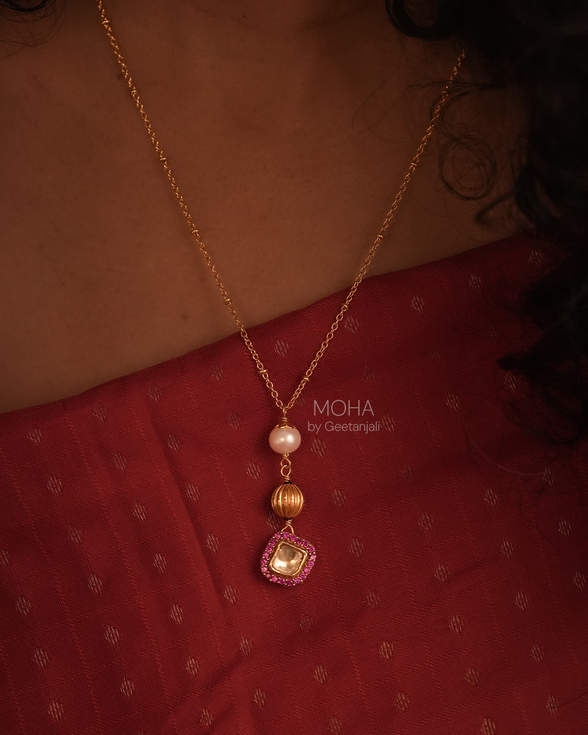 Swarna Silver Pendant with Chain by MOHA