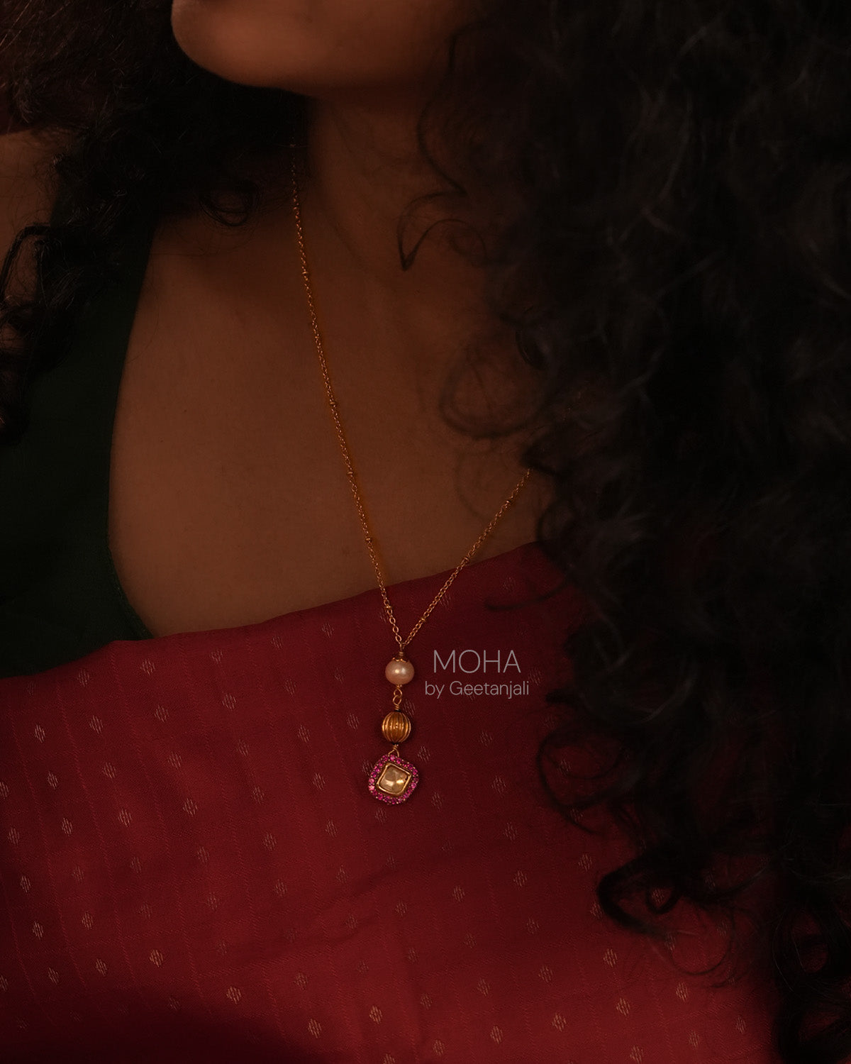 Swarna Silver Pendant with Chain by MOHA