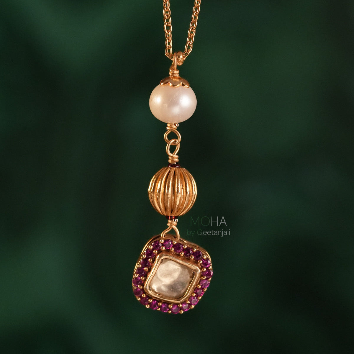 Swarna Silver Pendant with Chain by MOHA