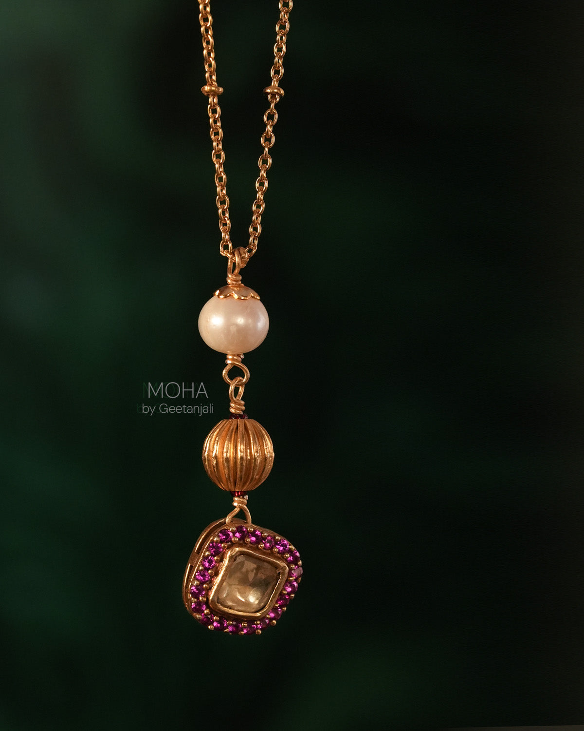Swarna Silver Pendant with Chain by MOHA