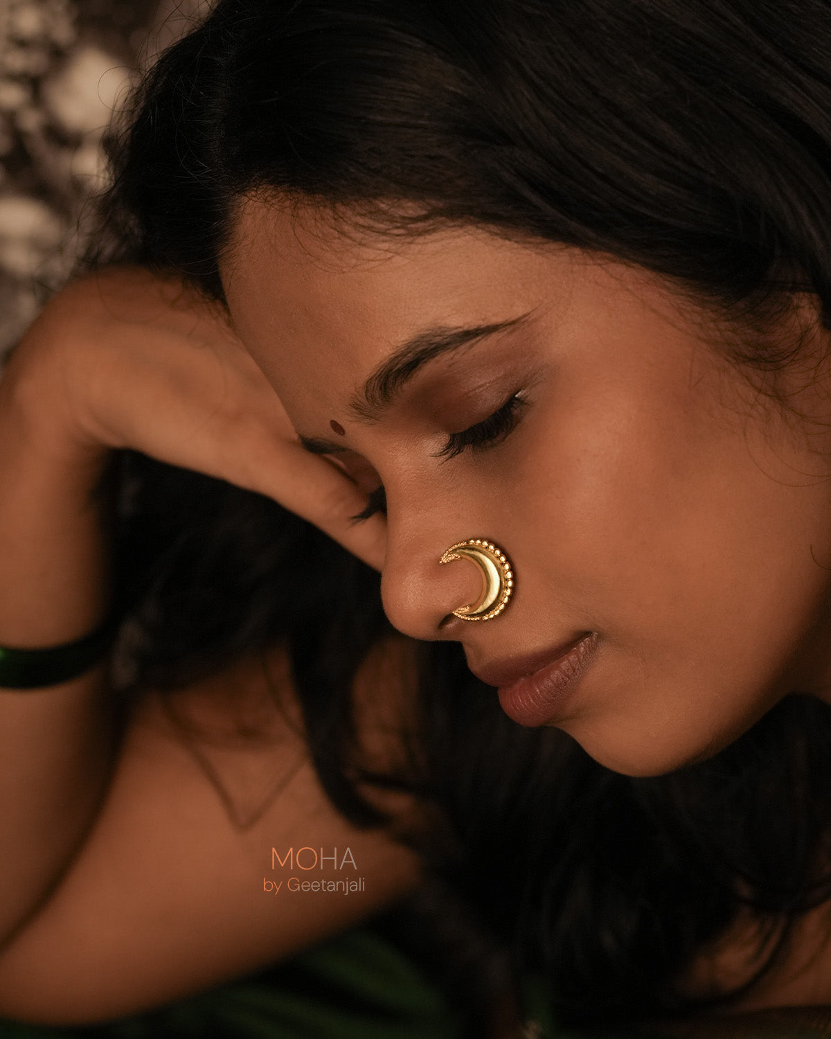 Tara Silver Nath Gold Plated (Clip on, Left) by MOHA