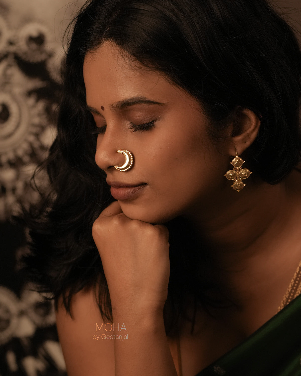 Tara Silver Nath Gold Plated (Clip on, Left) by MOHA