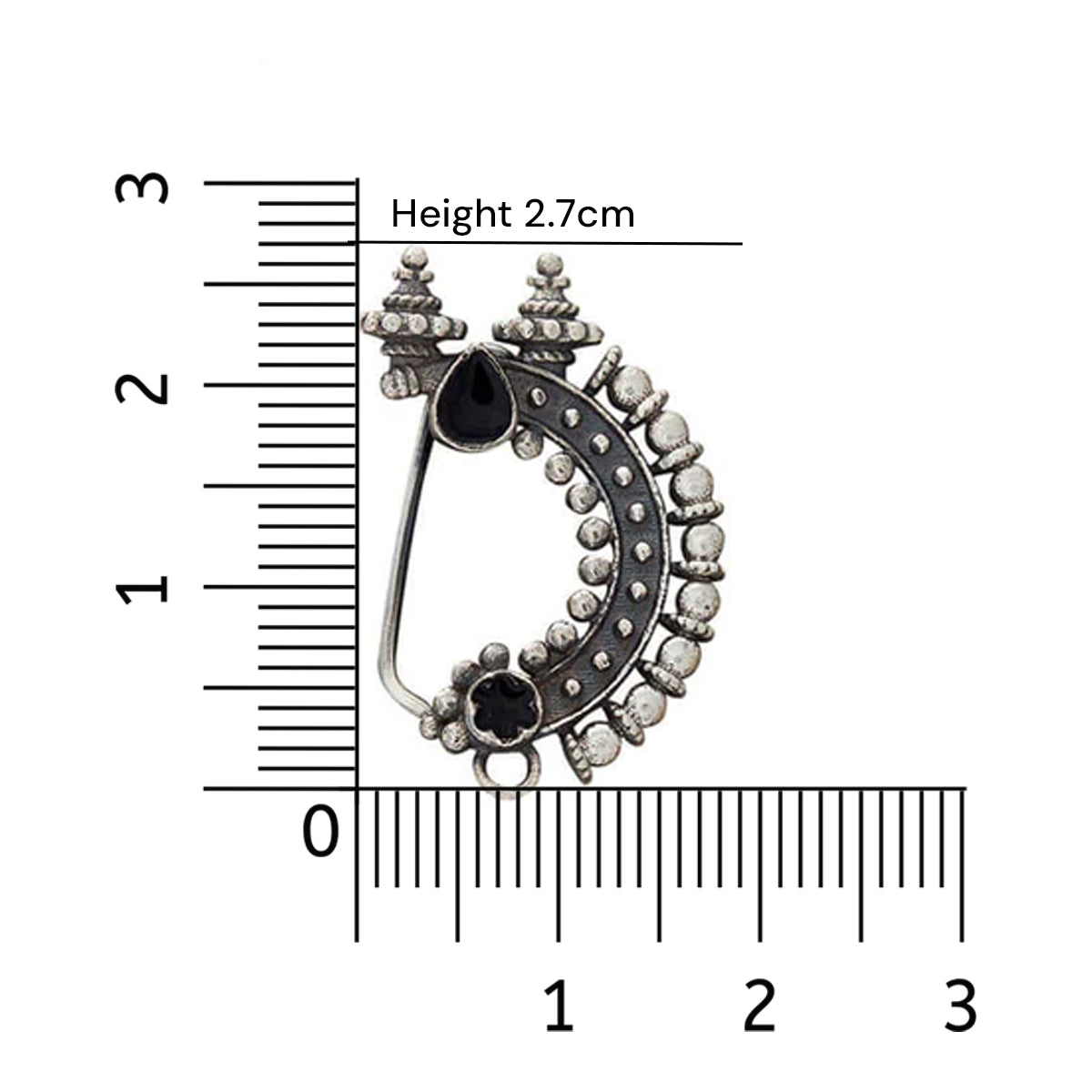 Temple Silver Nath Black (Clip On, Left) by MOHA