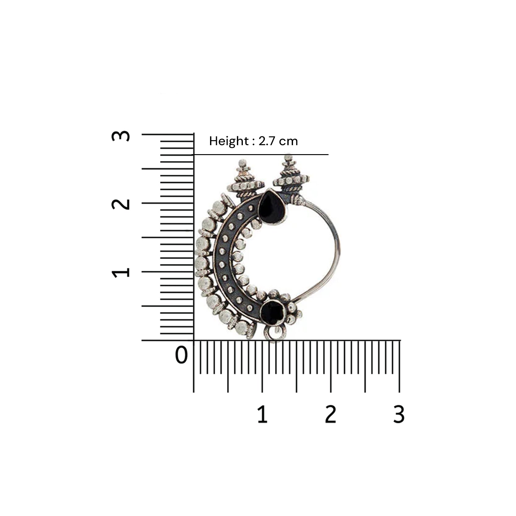 Temple Silver Nath Black (Pierced, Right) by MOHA