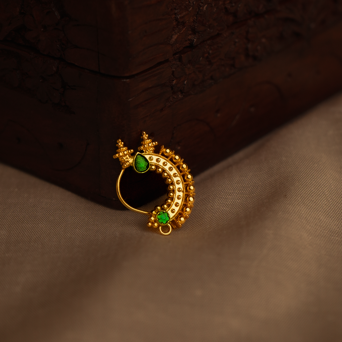 temple silver nath gold plated pierced left by moha