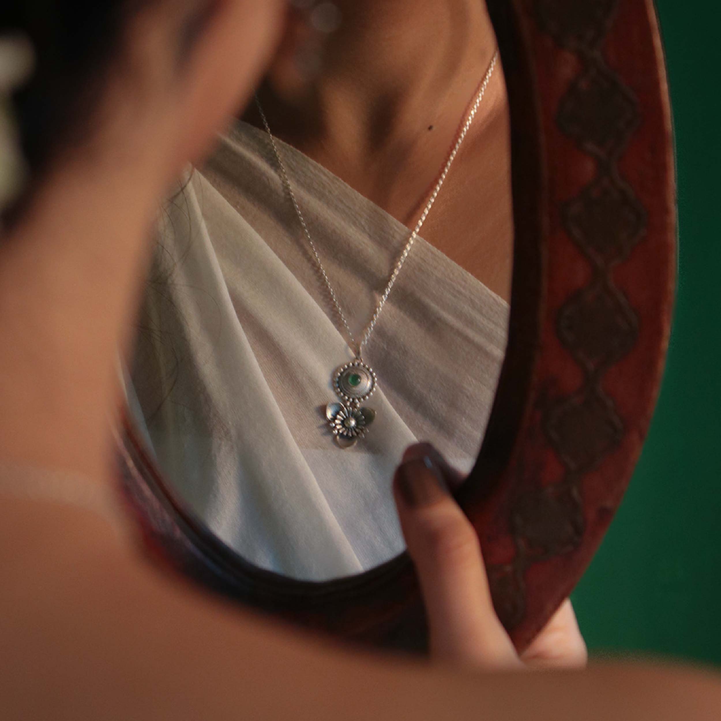 triloki abha silver chain pendant by moha