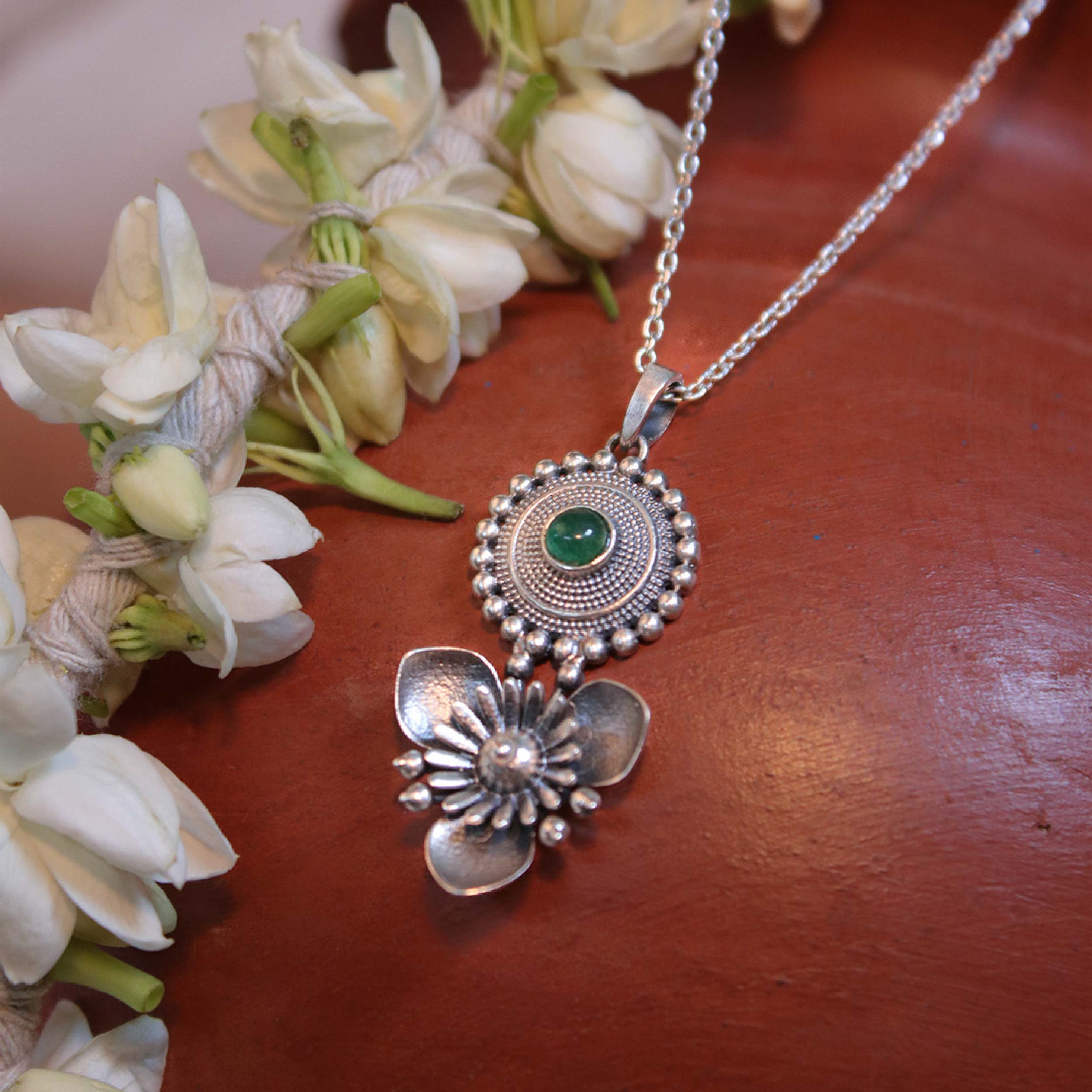 triloki abha silver chain pendant by moha