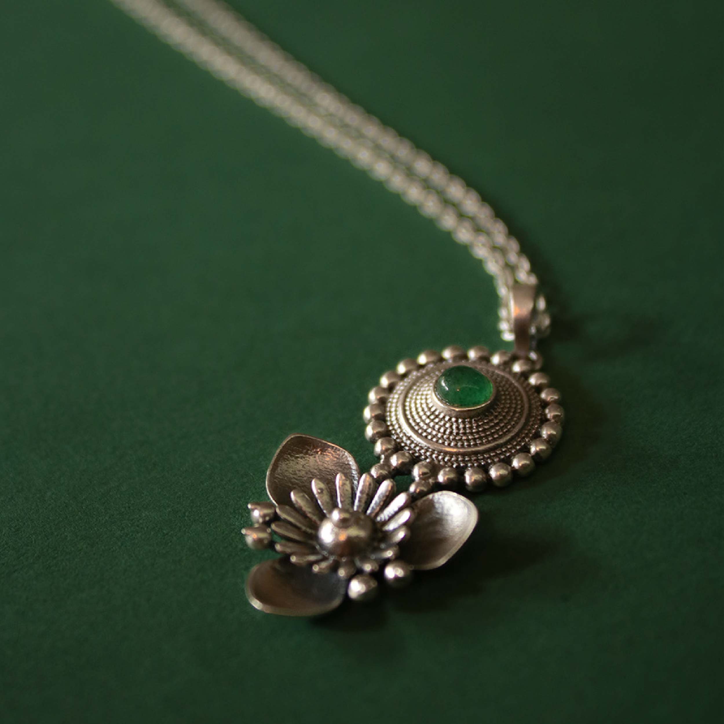 triloki abha silver chain pendant by moha