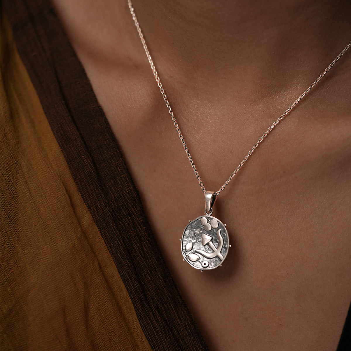 trishul silver pendant with chain by moha