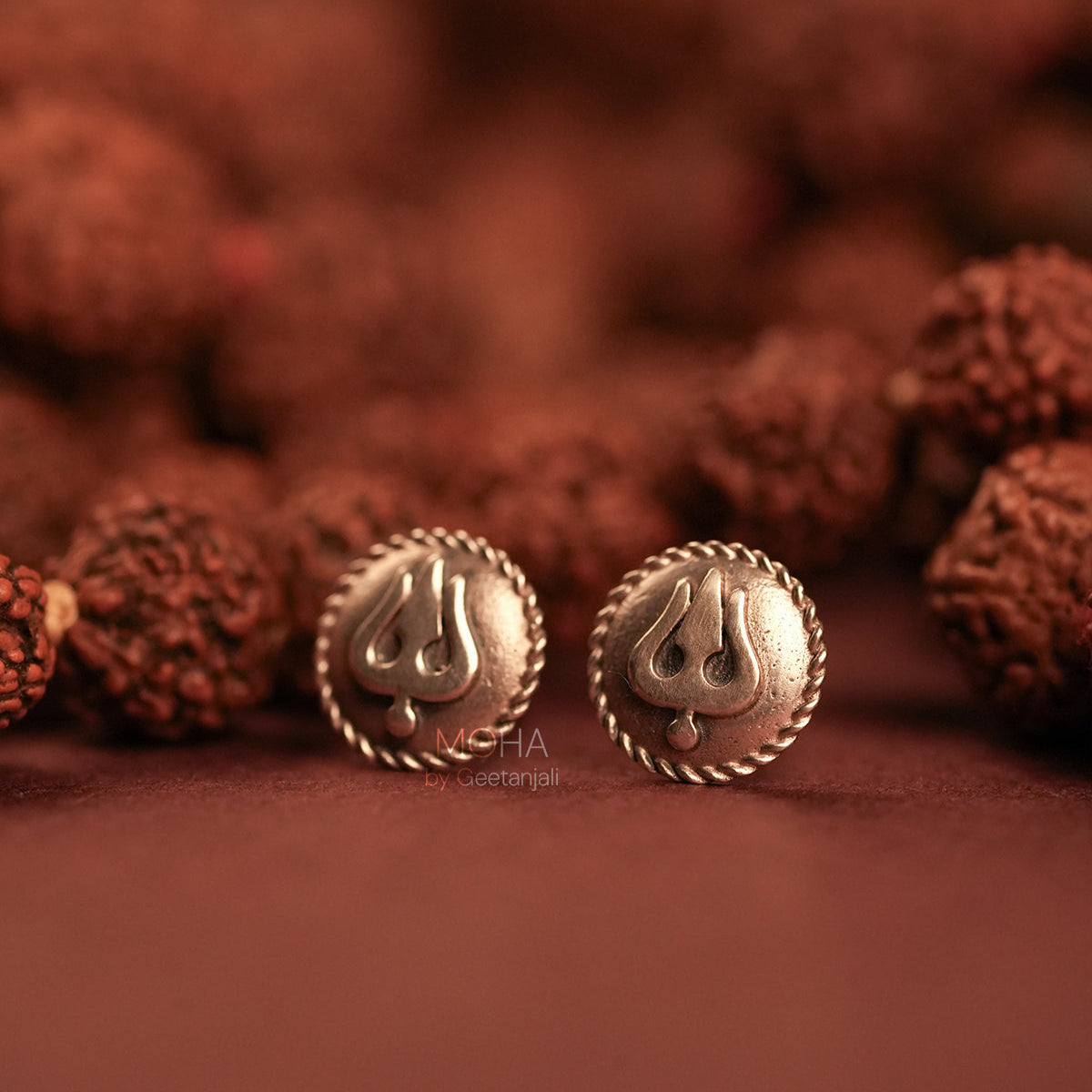 Trishula Silver Round Earrings by MOHA