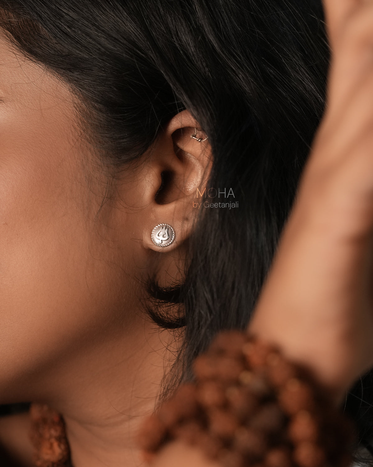 Trishula Silver Round Earrings by MOHA