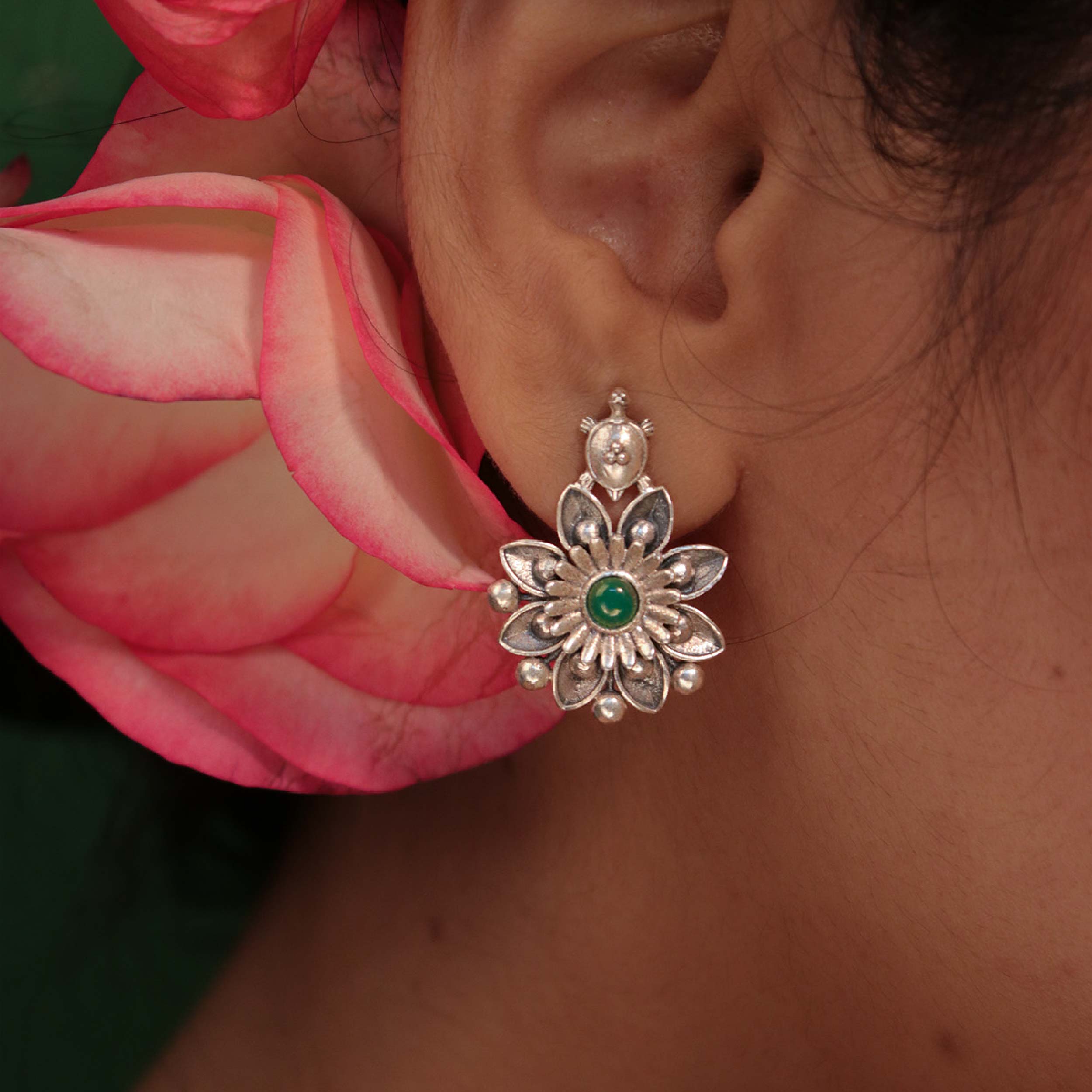 Mallika Kurma Silver Earrings by MOHA