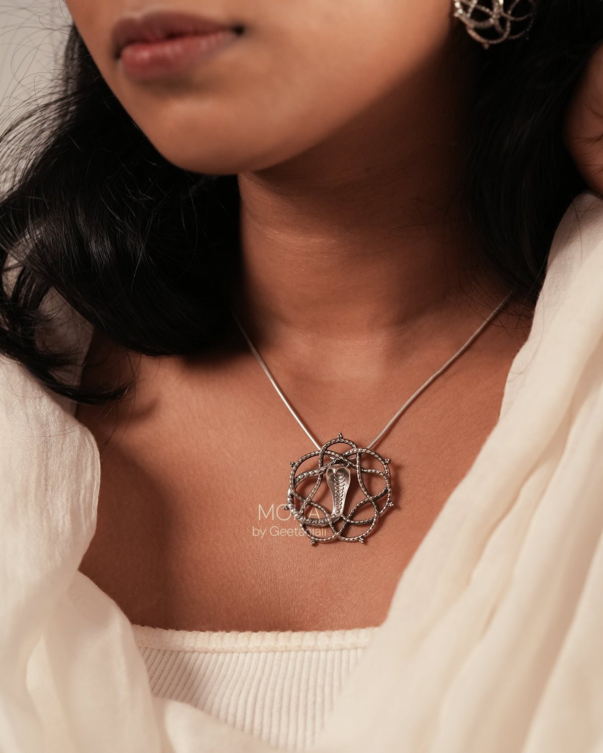 Vasuki Silver Chain Pendant (Necklace) by Moha