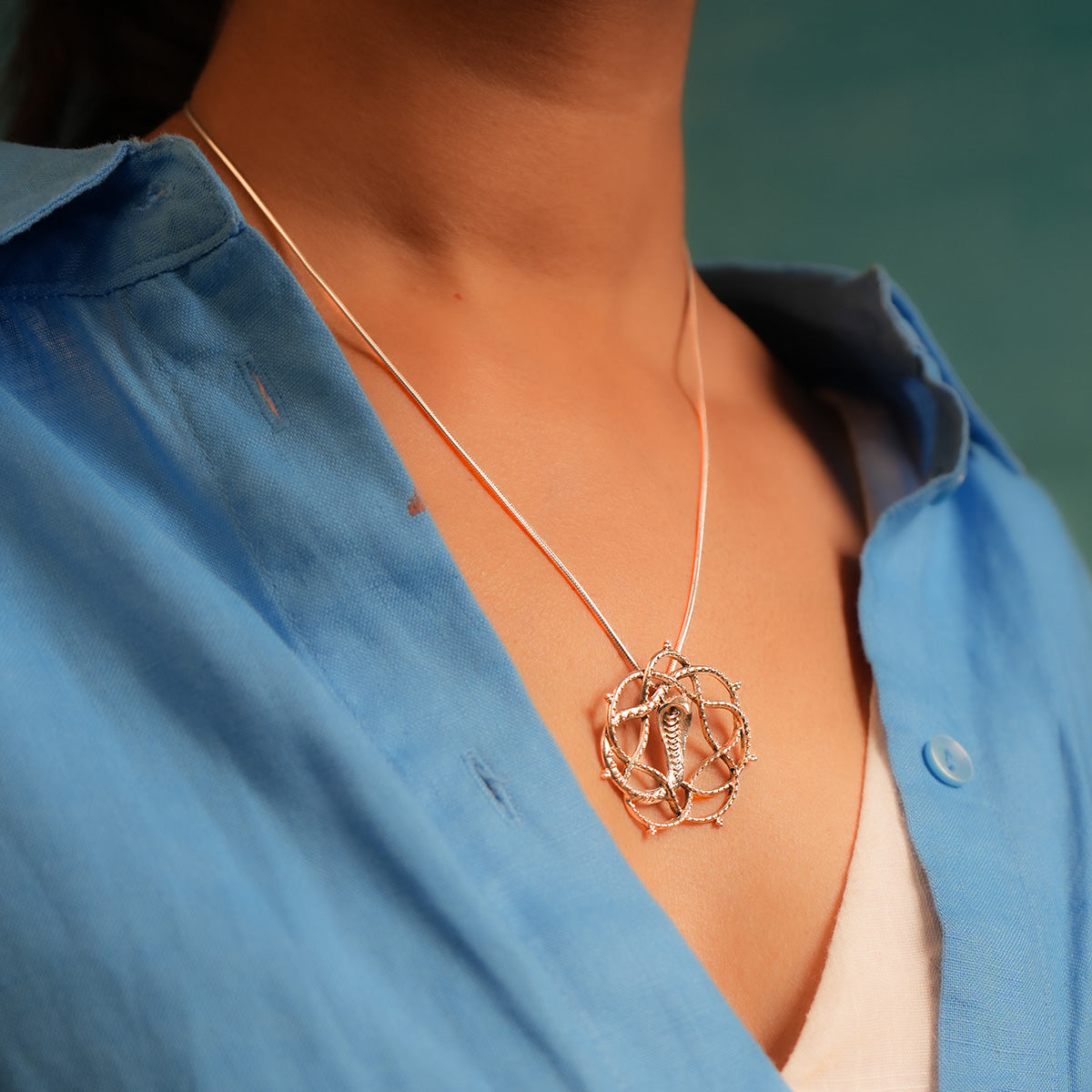 vasuki silver chain pendant necklace by moha