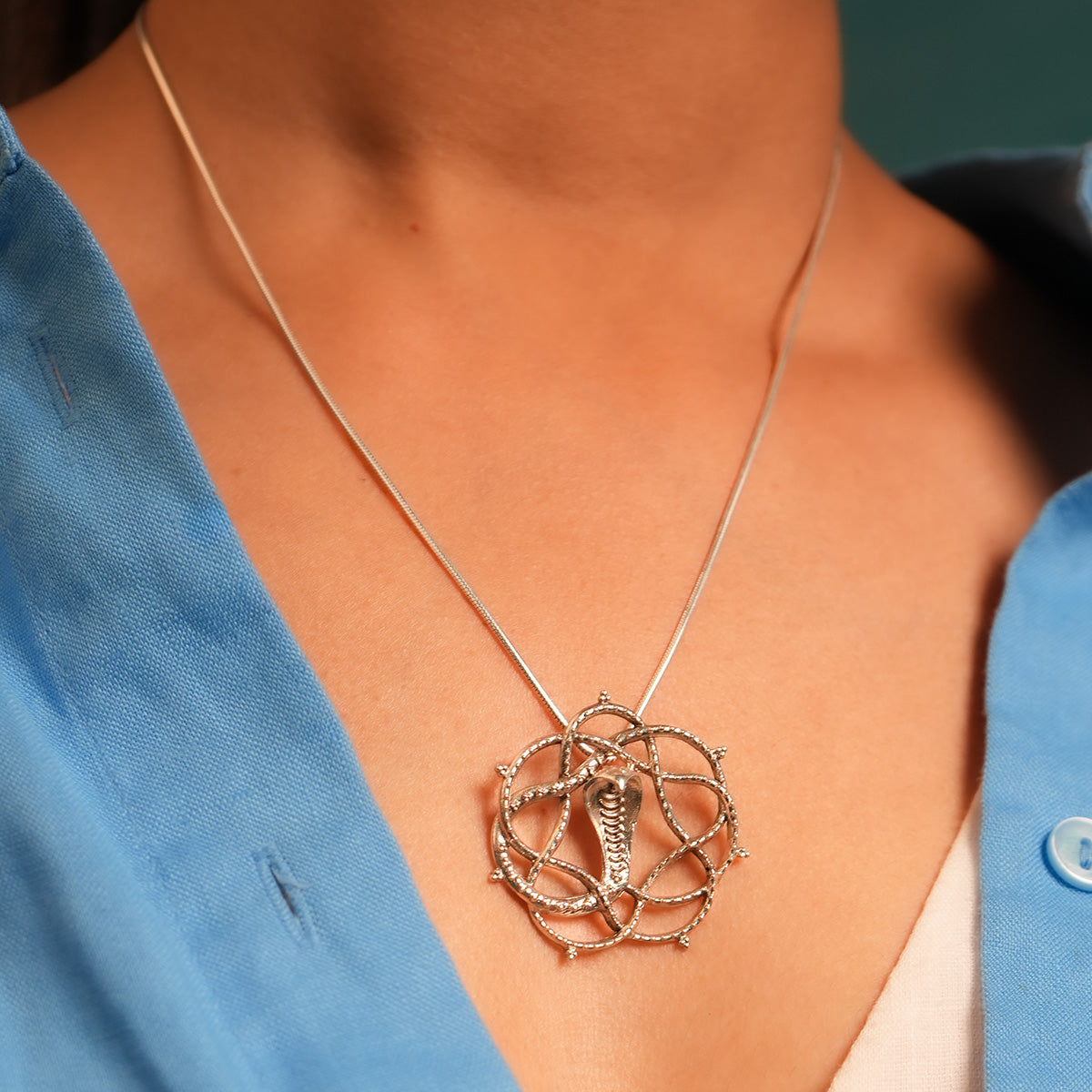 Vasuki Silver Pendant by MOHA (Only Pendant)