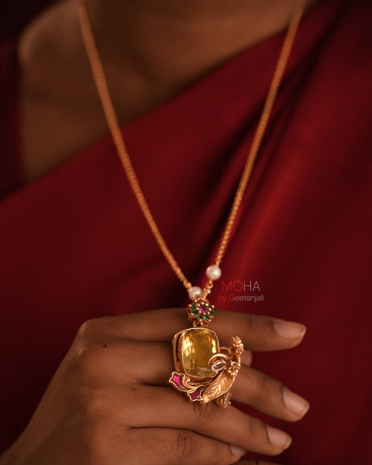 Vinisha Silver Pendant with Chain by MOHA