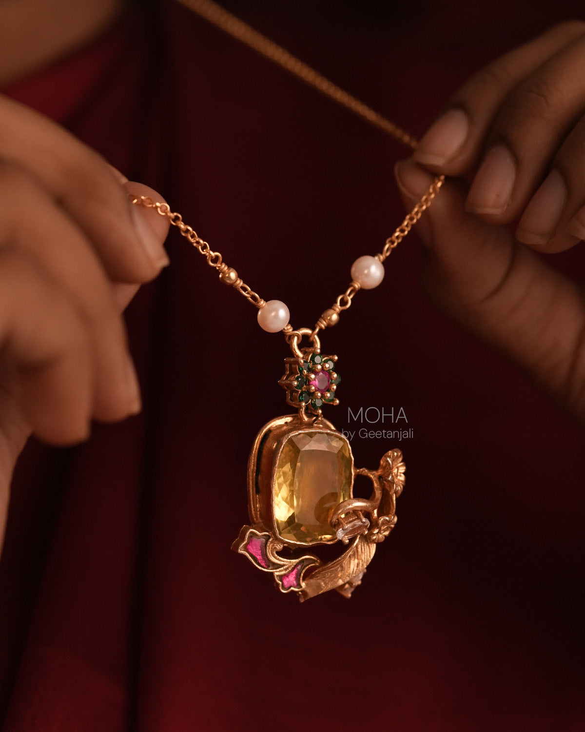 Vinisha Silver Pendant with Chain by MOHA