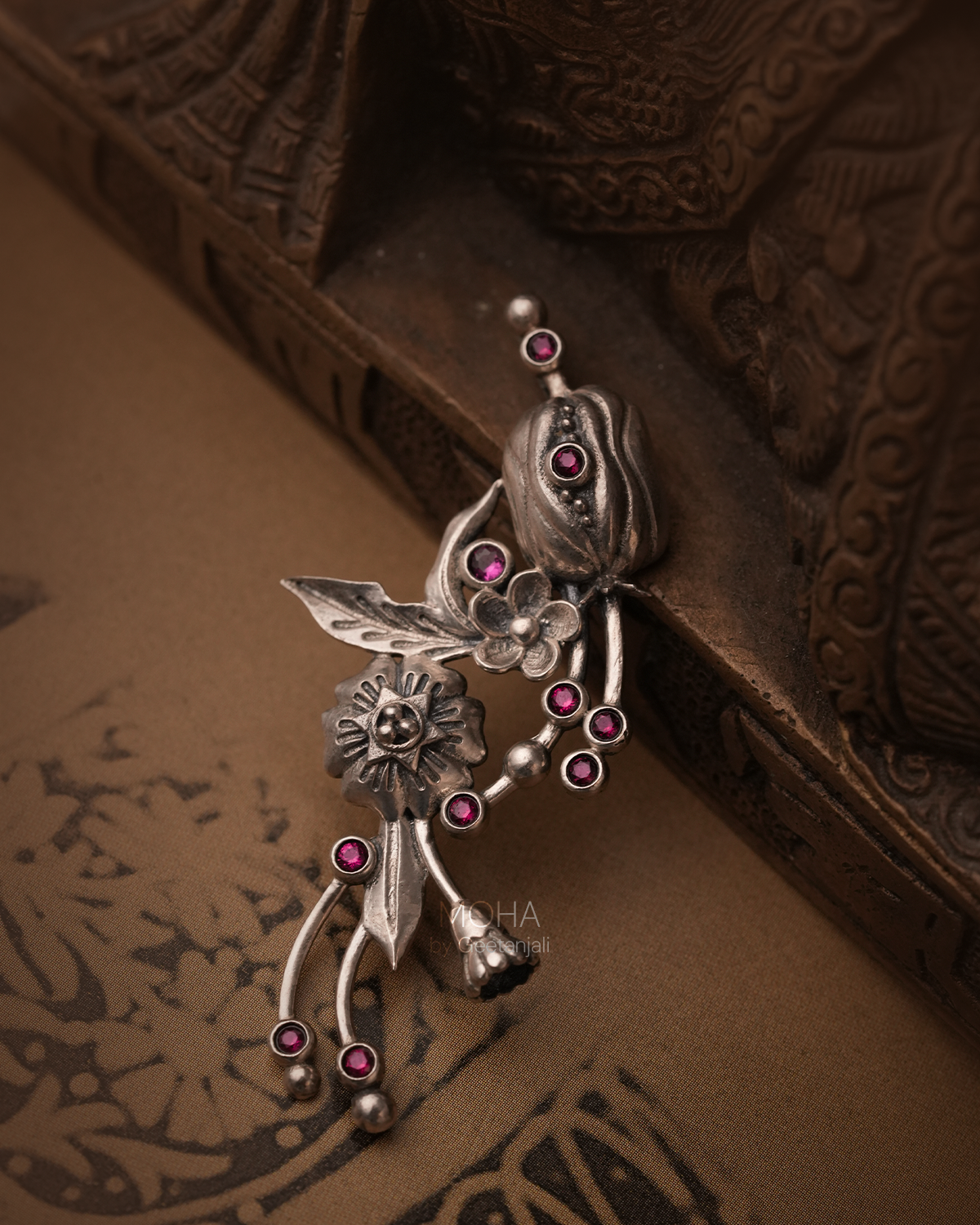 William Morris - Blossom Pod Vertical Silver Pendant by Moha (Only Pendant)