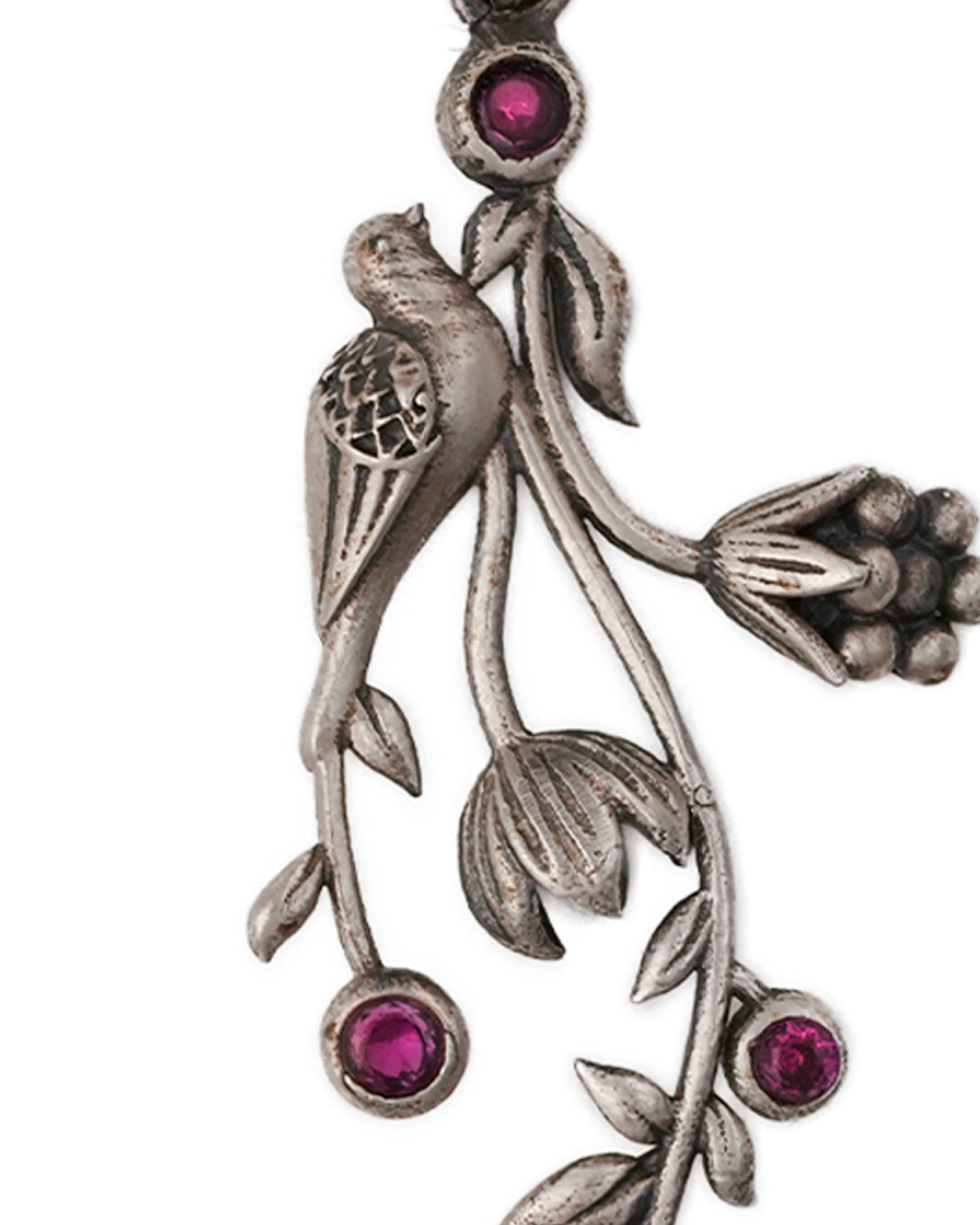 William Morris - Strawberry Thief Vertical Silver Pendant by Moha (Only Pendant)