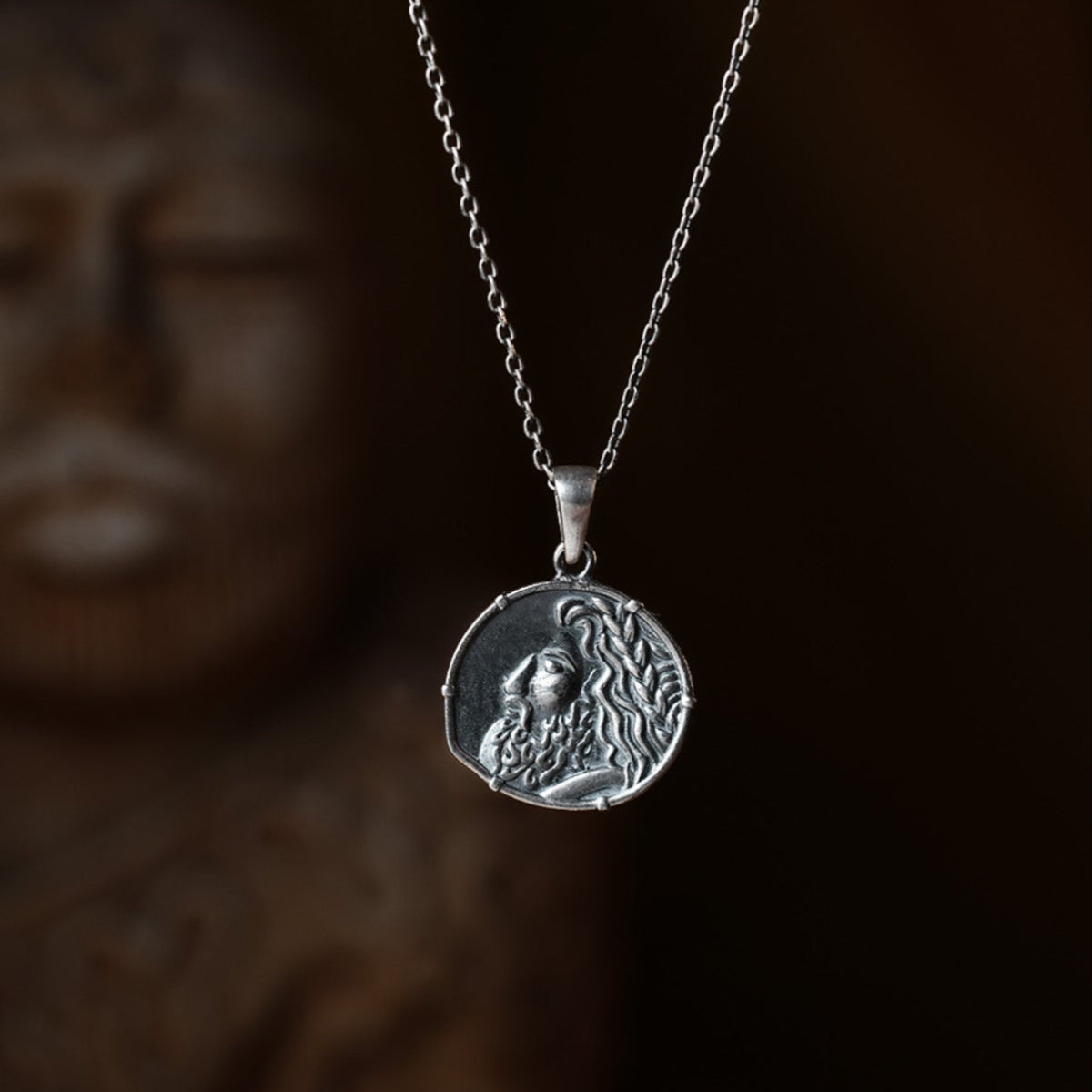 zeus silver pendant with chain by moha