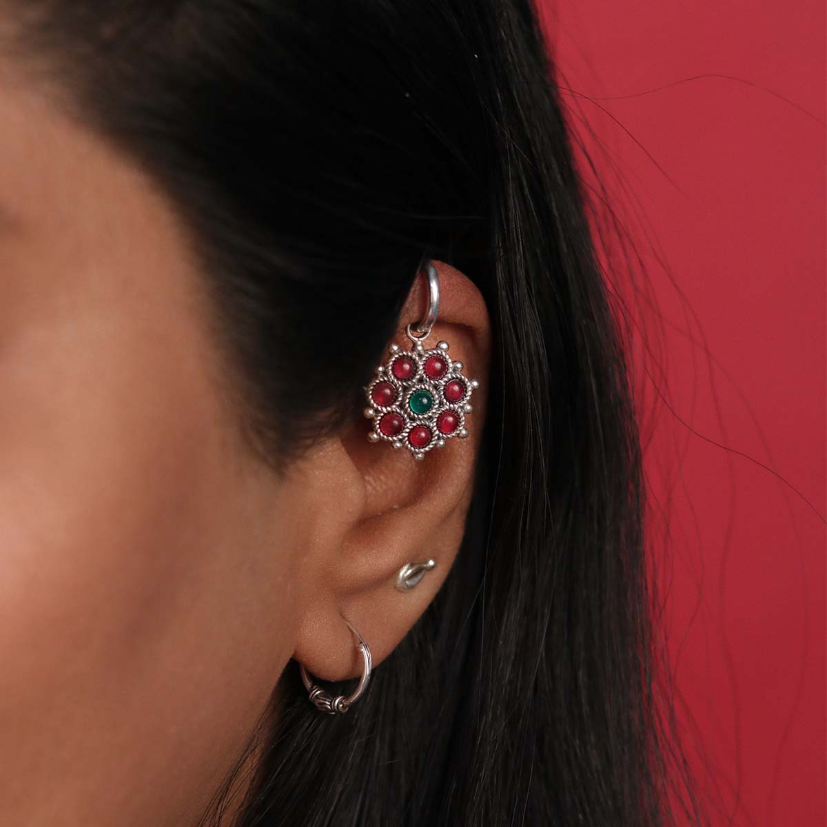 adaa hoops silver bugadi by moha