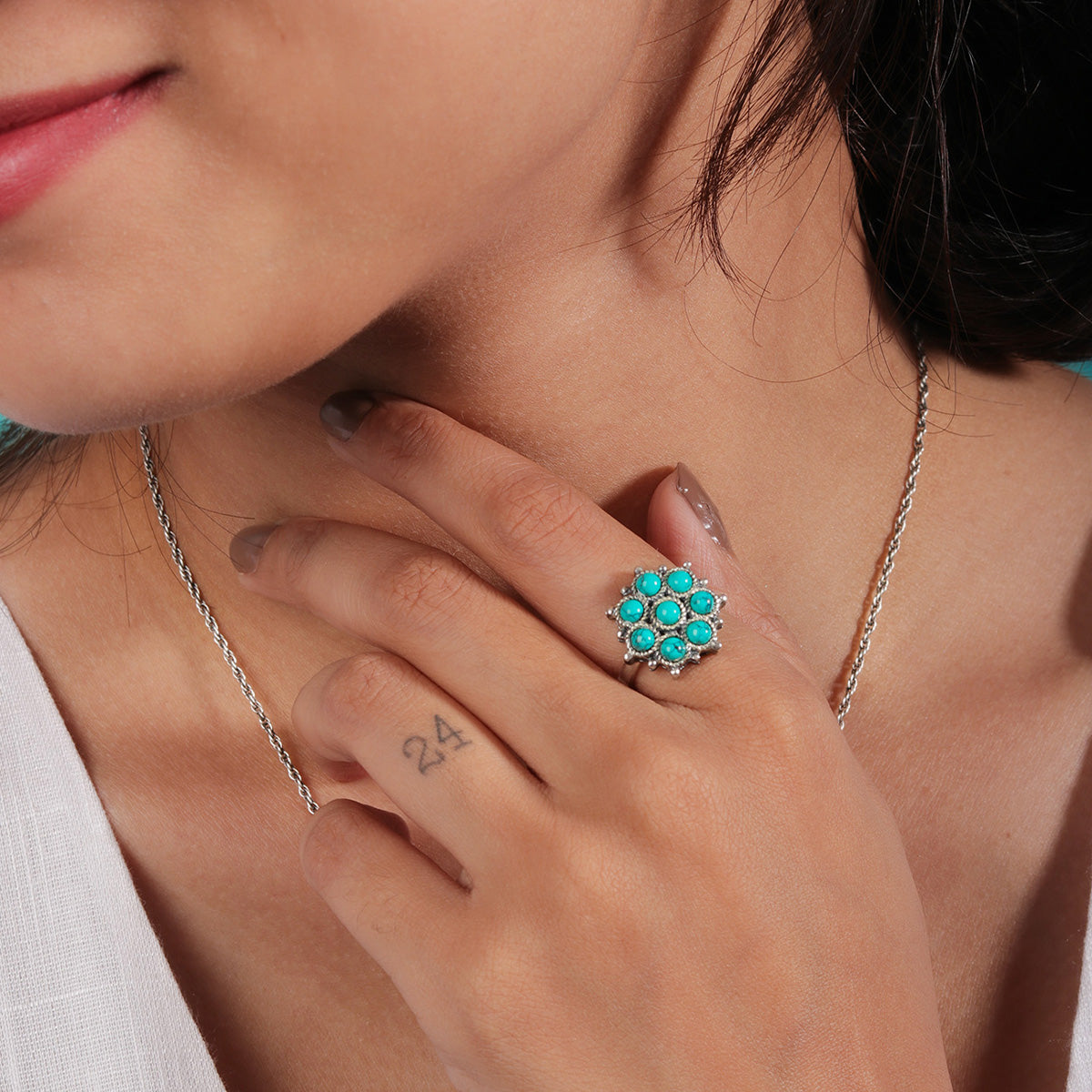 adaa turquoise silver finger ring by moha