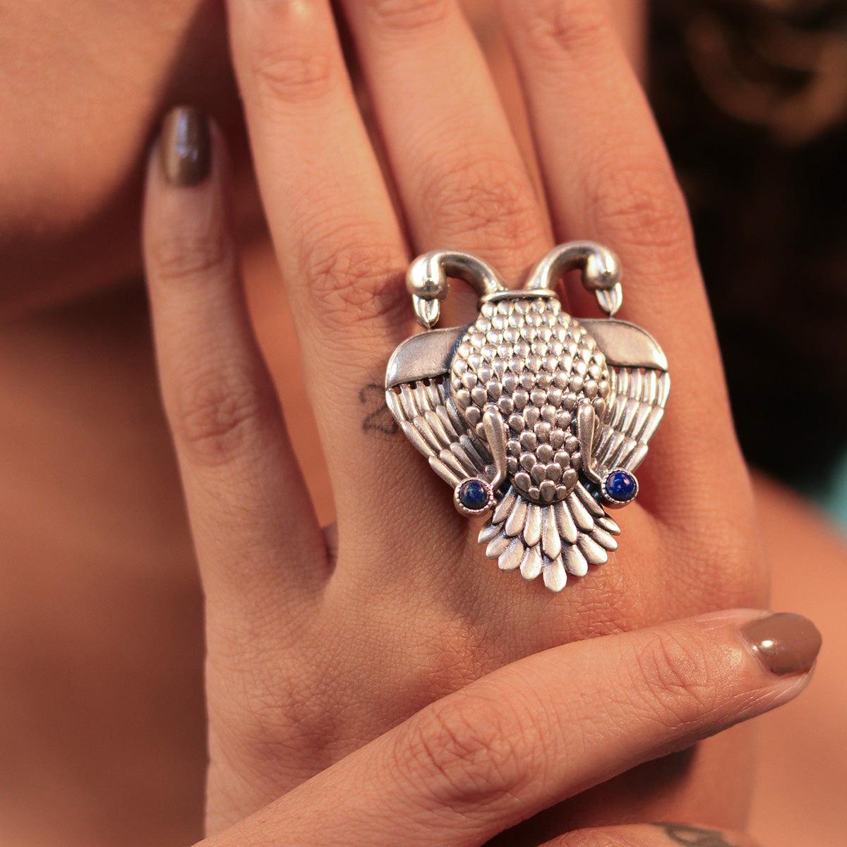 aras gandabherunda silver finger ring big by moha