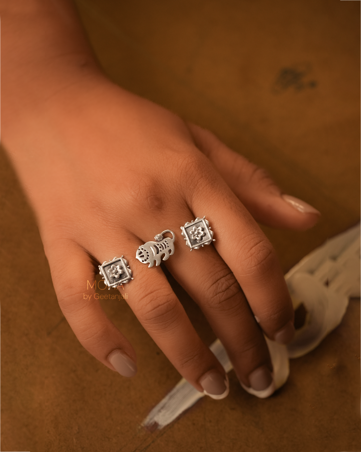 Baagh Silver Finger Ring by MOHA