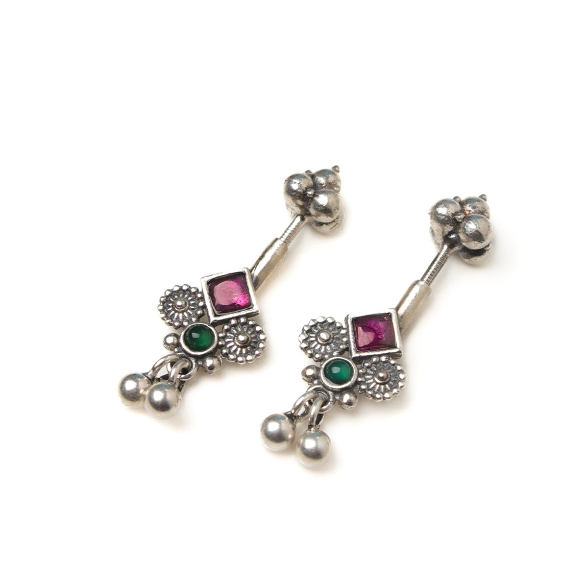 bhumi silver bugadi pierced pink green by moha