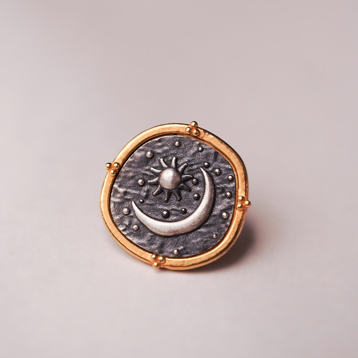 celestial duo silver brooch pin by moha