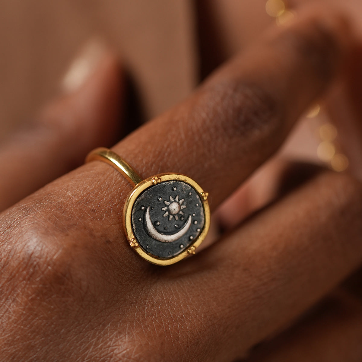 celestial duo silver finger ring by moha