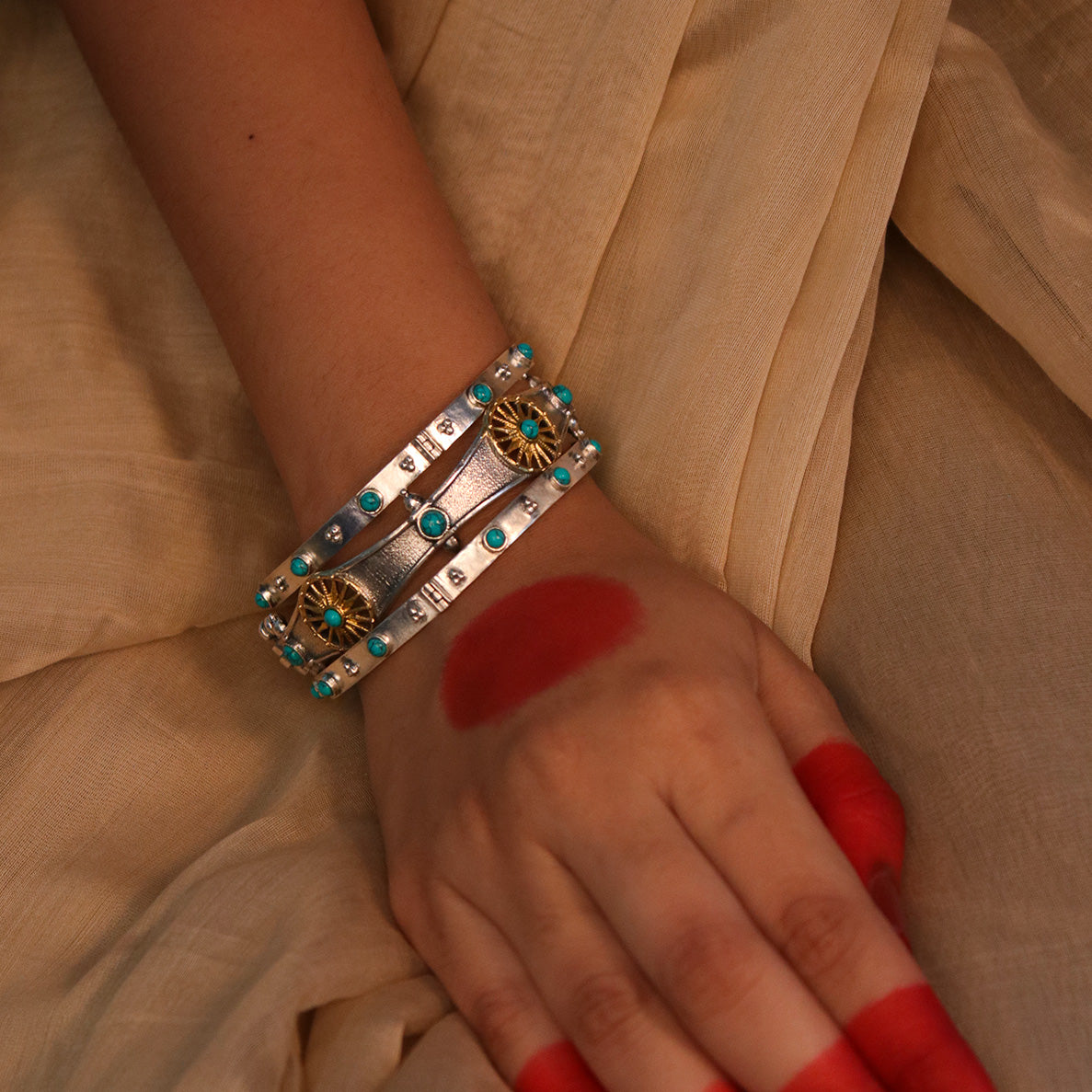 chakra valaya silver bangle by moha