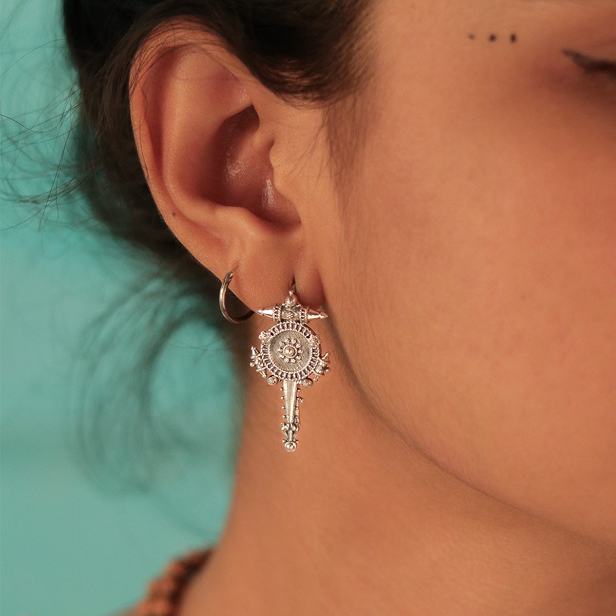 hingora silver dangle earring small by moha