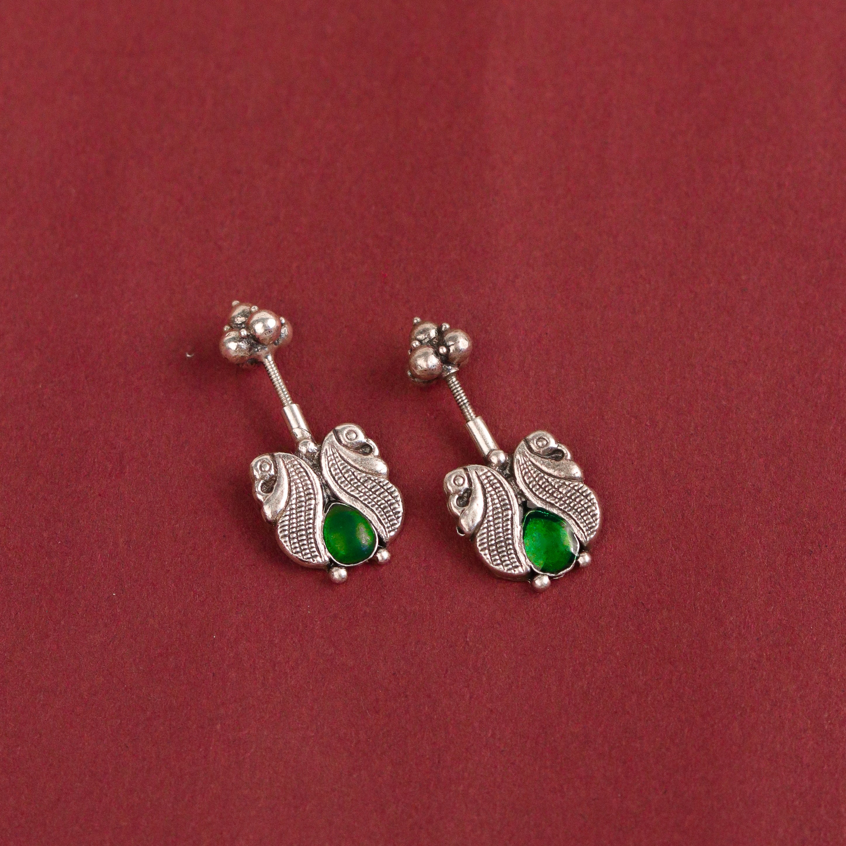 kuhoo silver bugadi pierced green by moha