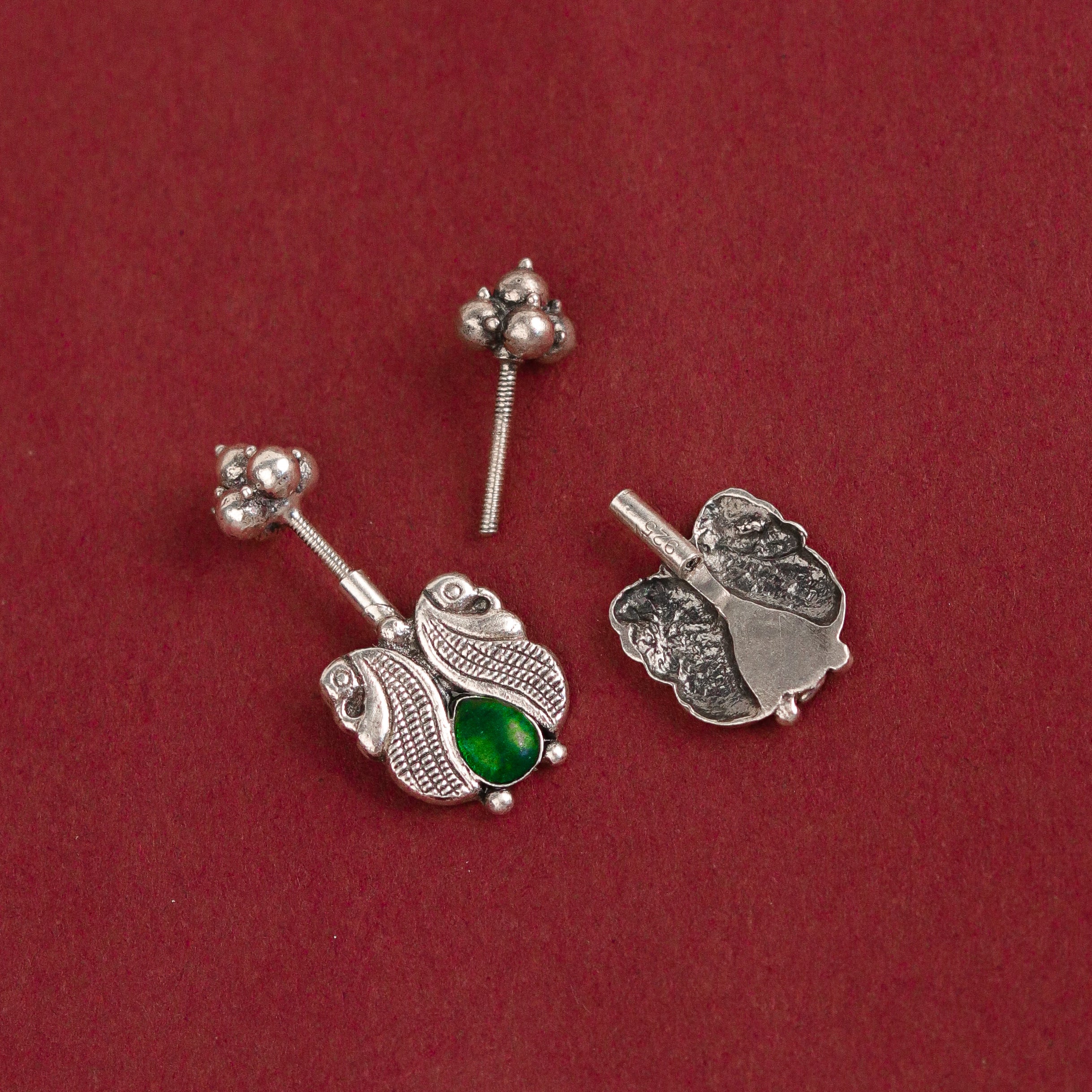 kuhoo silver bugadi pierced green by moha