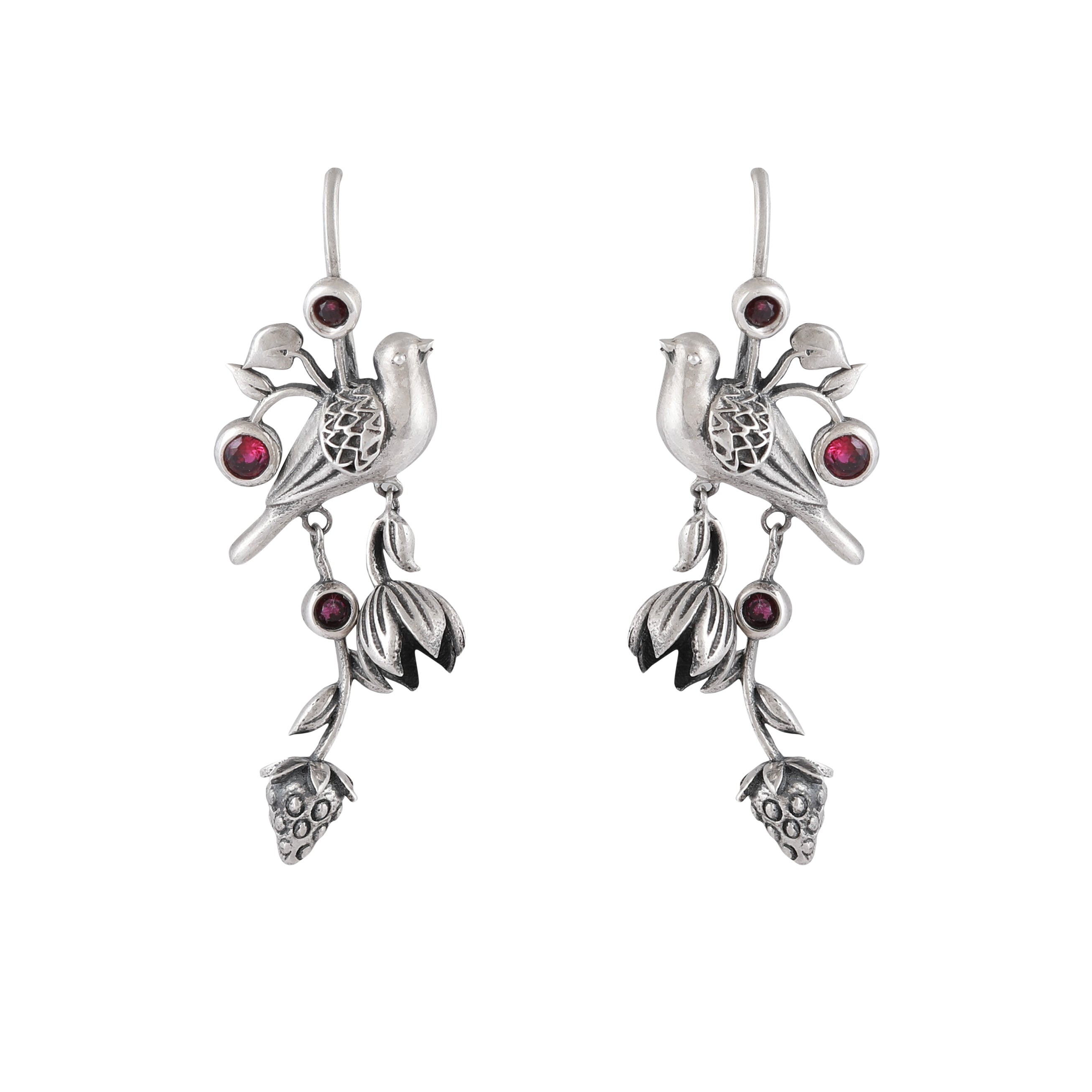 William Morris - Strawberry Thief Silver Earrings by Moha