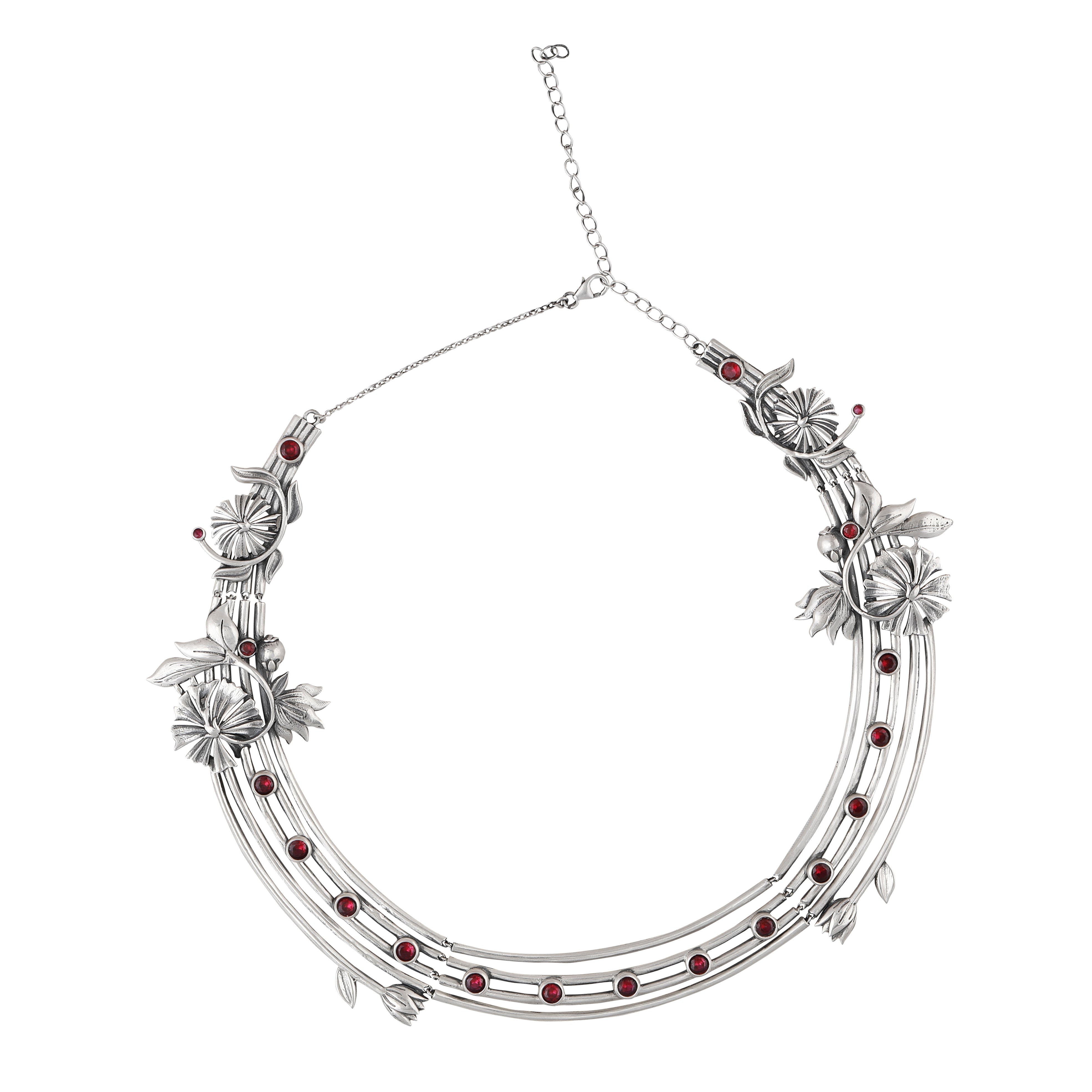 William Morris - 4 Layer Lilly Silver Necklace by Moha