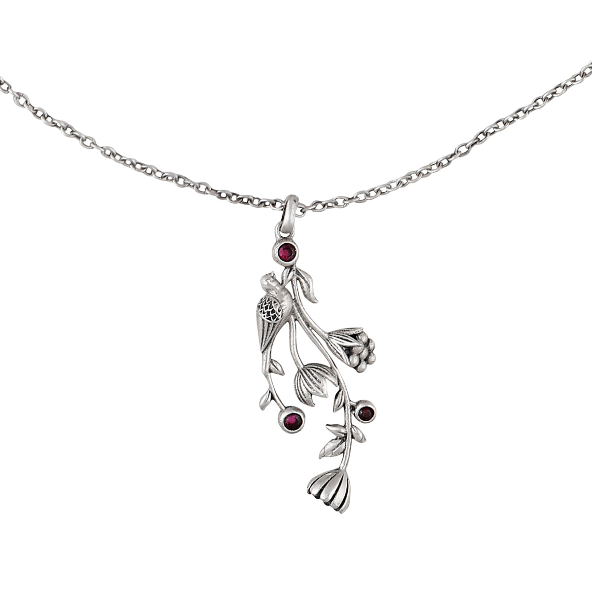 William Morris - Strawberry Thief Vertical Silver Pendant by Moha