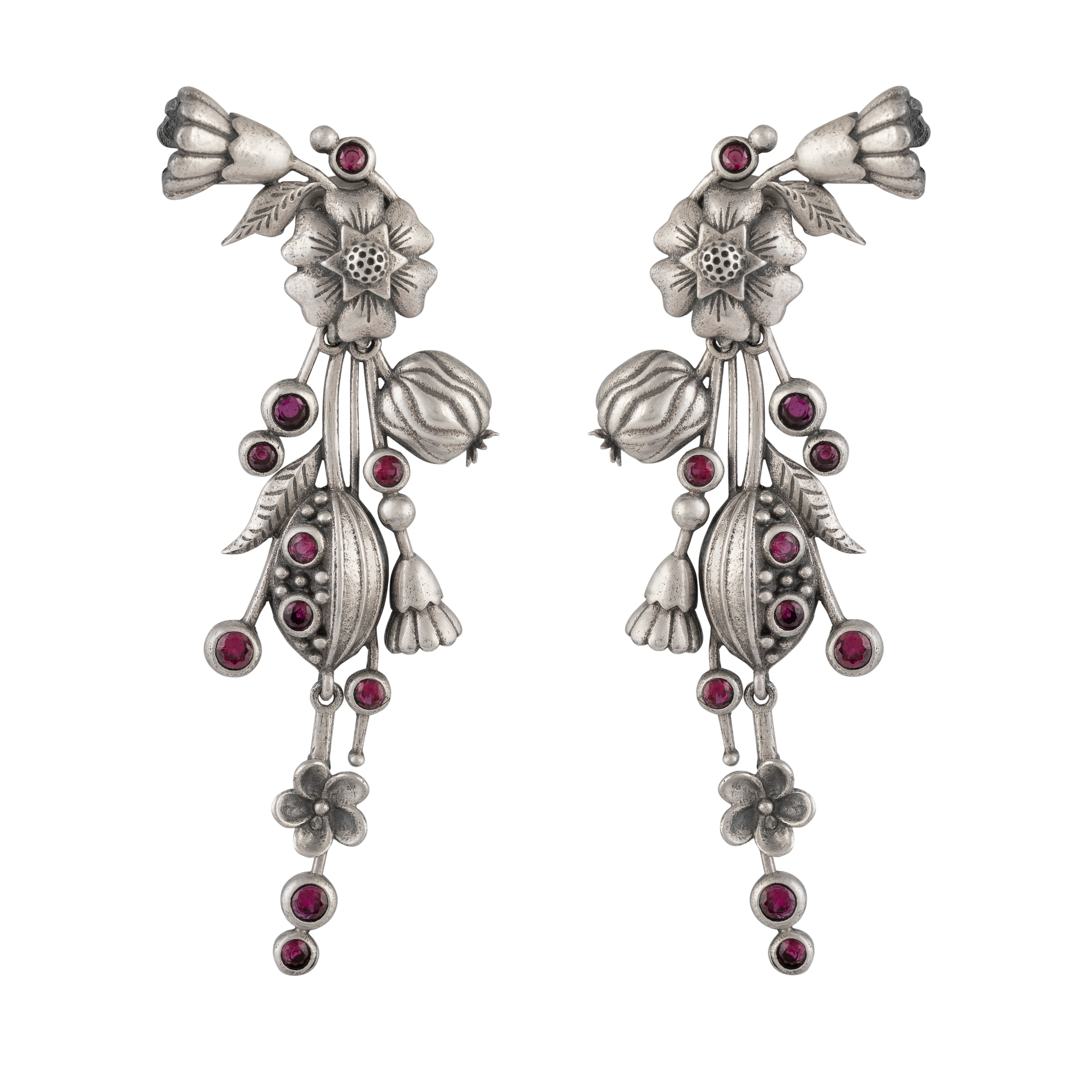 William Morris - Blossom Silver Dangling Earrings by Moha