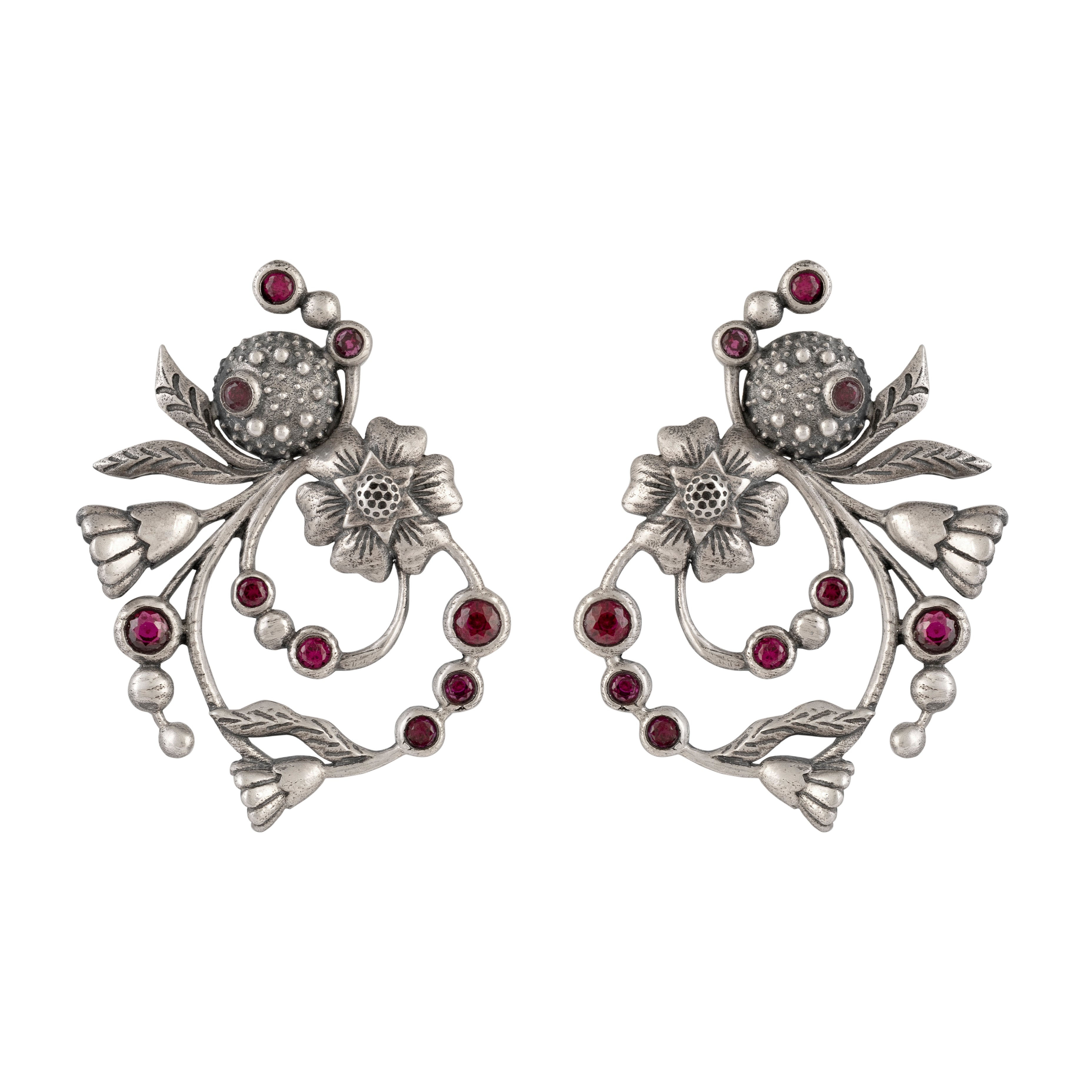 William Morris - Blossom Silver Circle Earrings by Moha