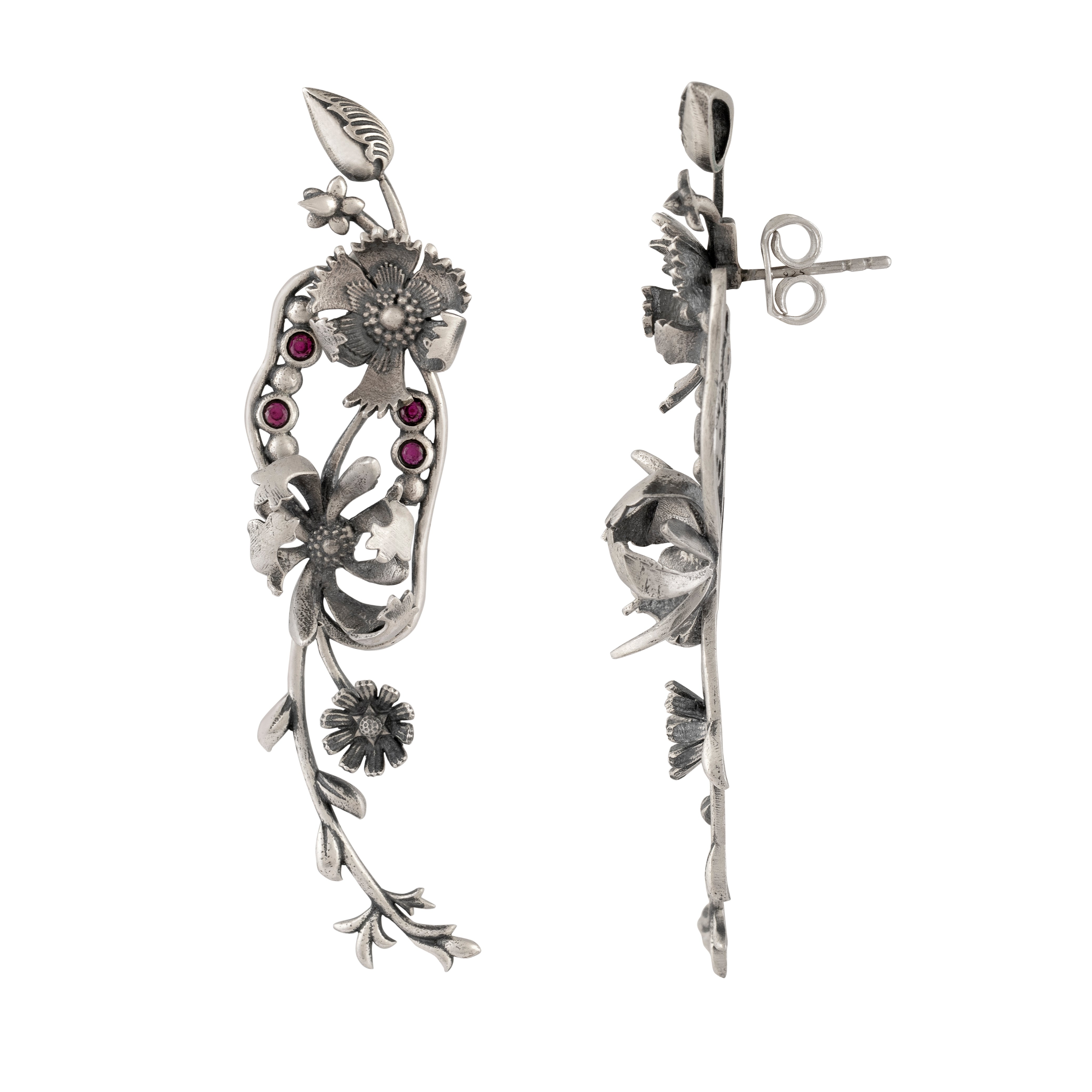William Morris - Compton Silver Dangling Earrings by Moha