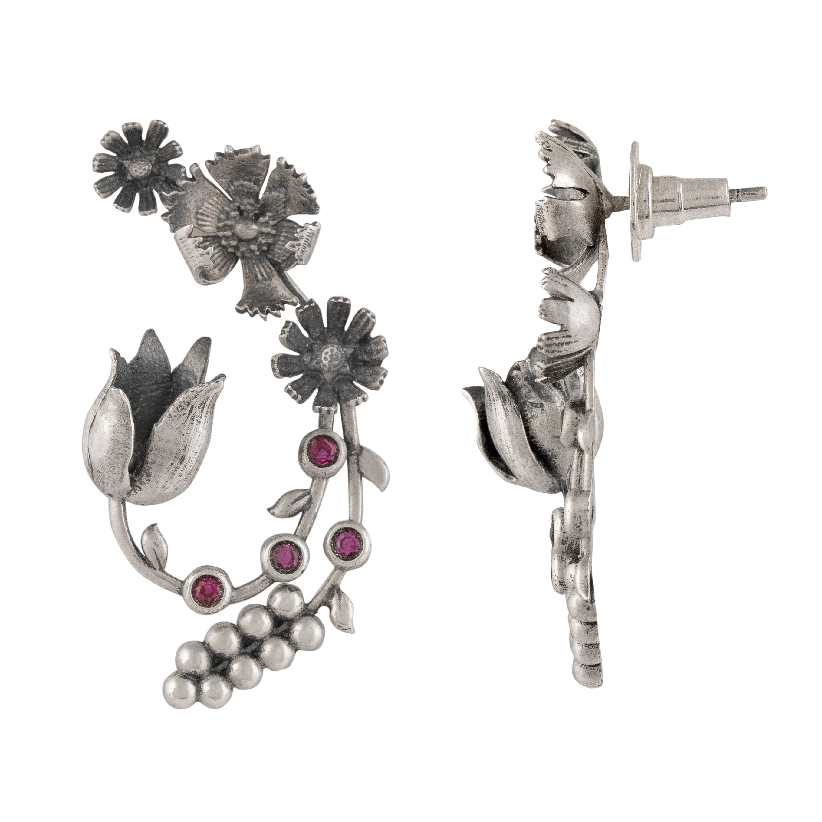 William Morris - Compton Buds Silver Earrings by Moha